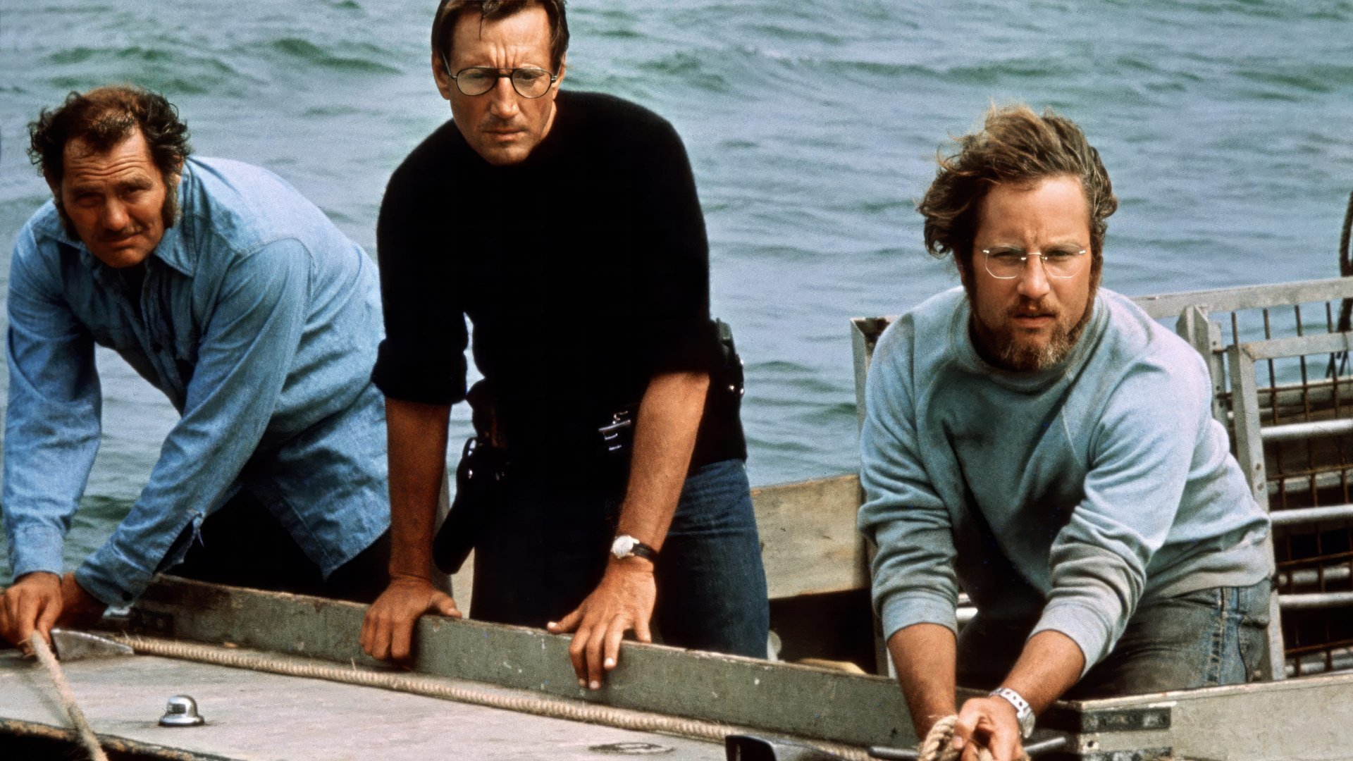 Cinematic background from Jaws 1975 - When an insatiable great white shark terrorizes the townspeople of Amity Island, the police chief, an oceanographer and a grizzled shark hunter seek to destroy the blood-thirsty beast.