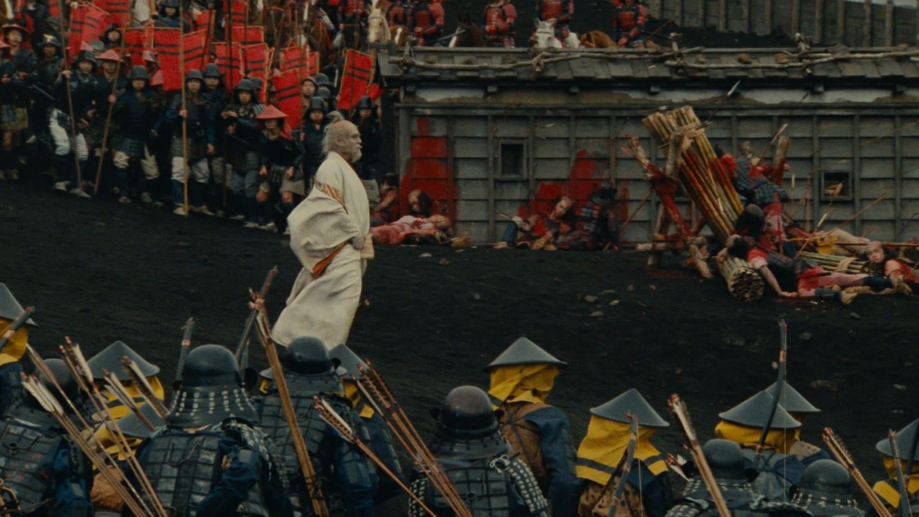 Cinematic background from Ran 1985 - With Ran, legendary director Akira Kurosawa reimagines Shakespeare's King Lear as a singular historical epic set in sixteenth-century Japan. Majestic in scope, the film is Kurosawa's late-life masterpiece, a profound examination of the folly of war and the crumbling of one family under the weight of betrayal, greed, and the insatiable thirst for power.