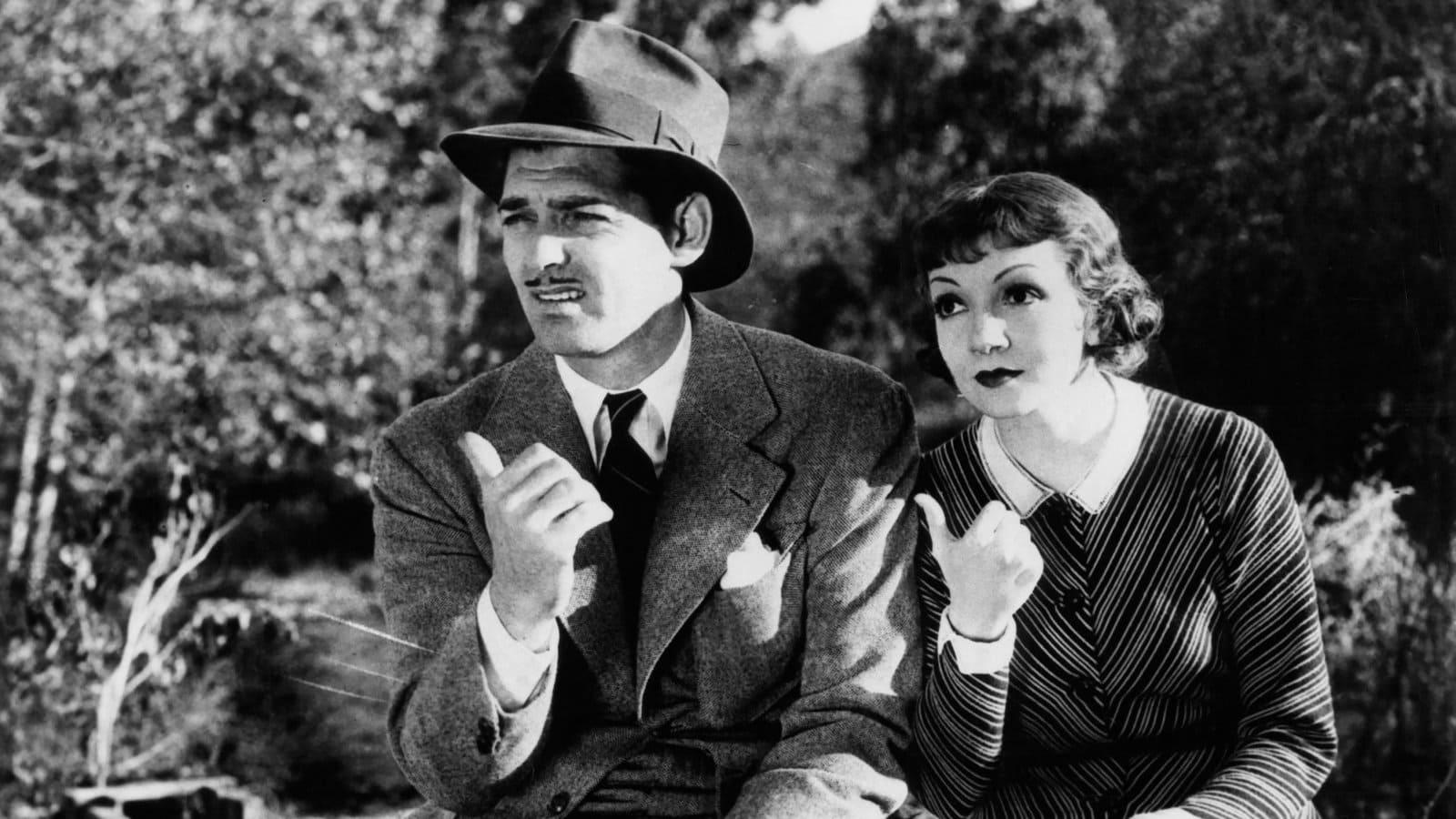 Cinematic background from It Happened One Night 1934 - A renegade reporter and a young heiress meet on a bus heading for New York, and end up stuck with each other when the bus leaves them behind at one of the stops.