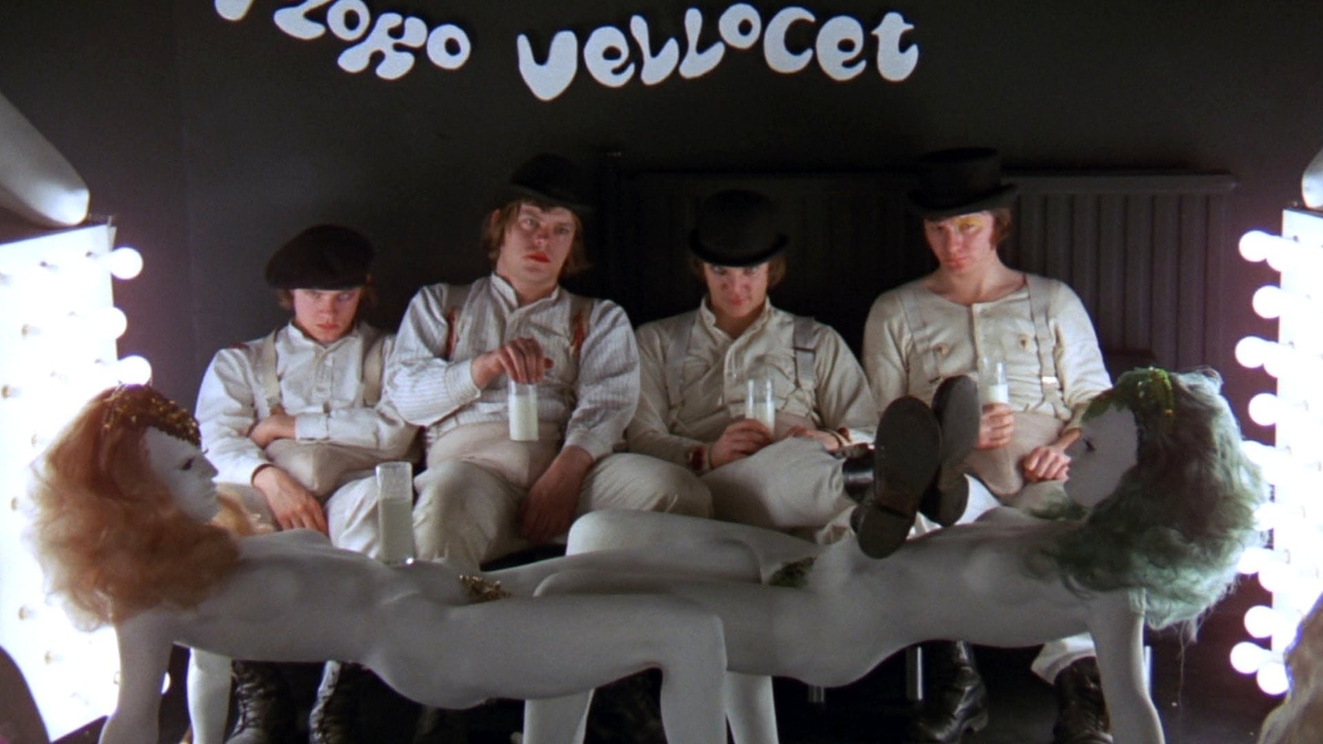 Cinematic background from A Clockwork Orange 1971 - In a near-future Britain, young Alexander DeLarge and his pals get their kicks beating and raping anyone they please. When not destroying the lives of others, Alex swoons to the music of Beethoven. The state, eager to crack down on juvenile crime, gives an incarcerated Alex the option to undergo an invasive procedure that'll rob him of all personal agency. In a time when conscience is a commodity, can Alex change his tune?
