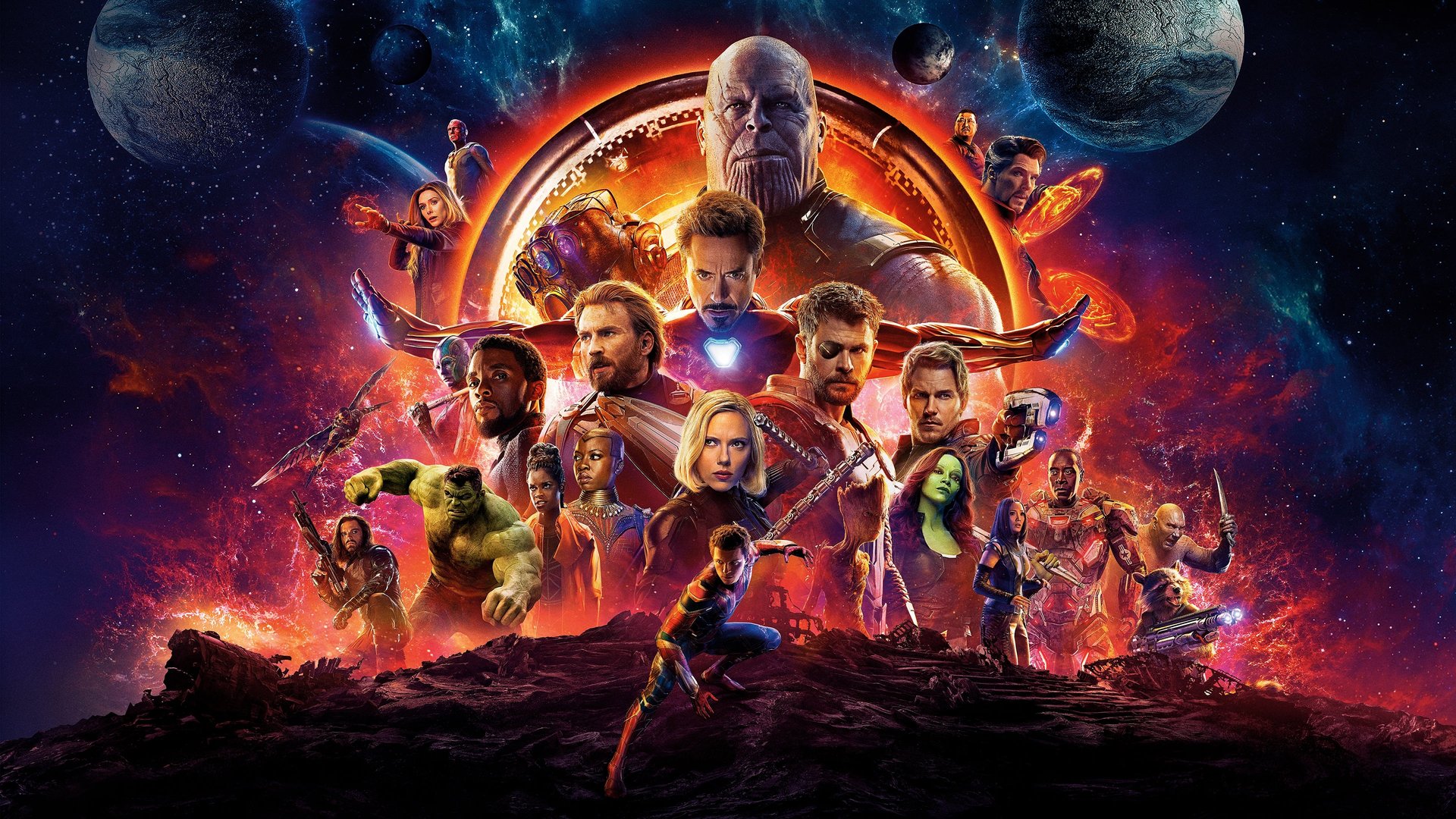 Cinematic background from Avengers: Infinity War 2018 - As the Avengers and their allies have continued to protect the world from threats too large for any one hero to handle, a new danger has emerged from the cosmic shadows: Thanos. A despot of intergalactic infamy, his goal is to collect all six Infinity Stones, artifacts of unimaginable power, and use them to inflict his twisted will on all of reality. Everything the Avengers have fought for has led up to this moment - the fate of Earth and existence itself has never been more uncertain.