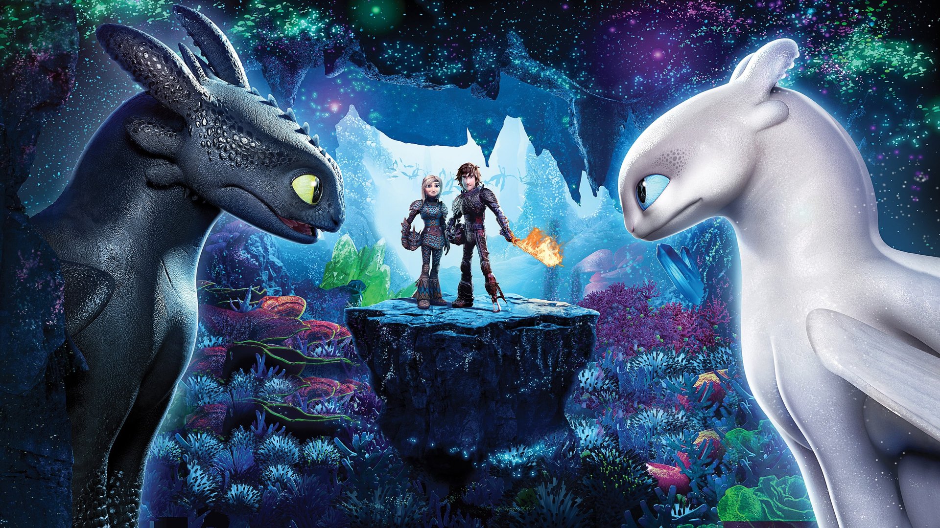 Cinematic background from How to Train Your Dragon: The Hidden World 2019 - As Hiccup fulfills his dream of creating a peaceful dragon utopia, Toothless’ discovery of an untamed, elusive mate draws the Night Fury away. When danger mounts at home and Hiccup’s reign as village chief is tested, both dragon and rider must make impossible decisions to save their kind.