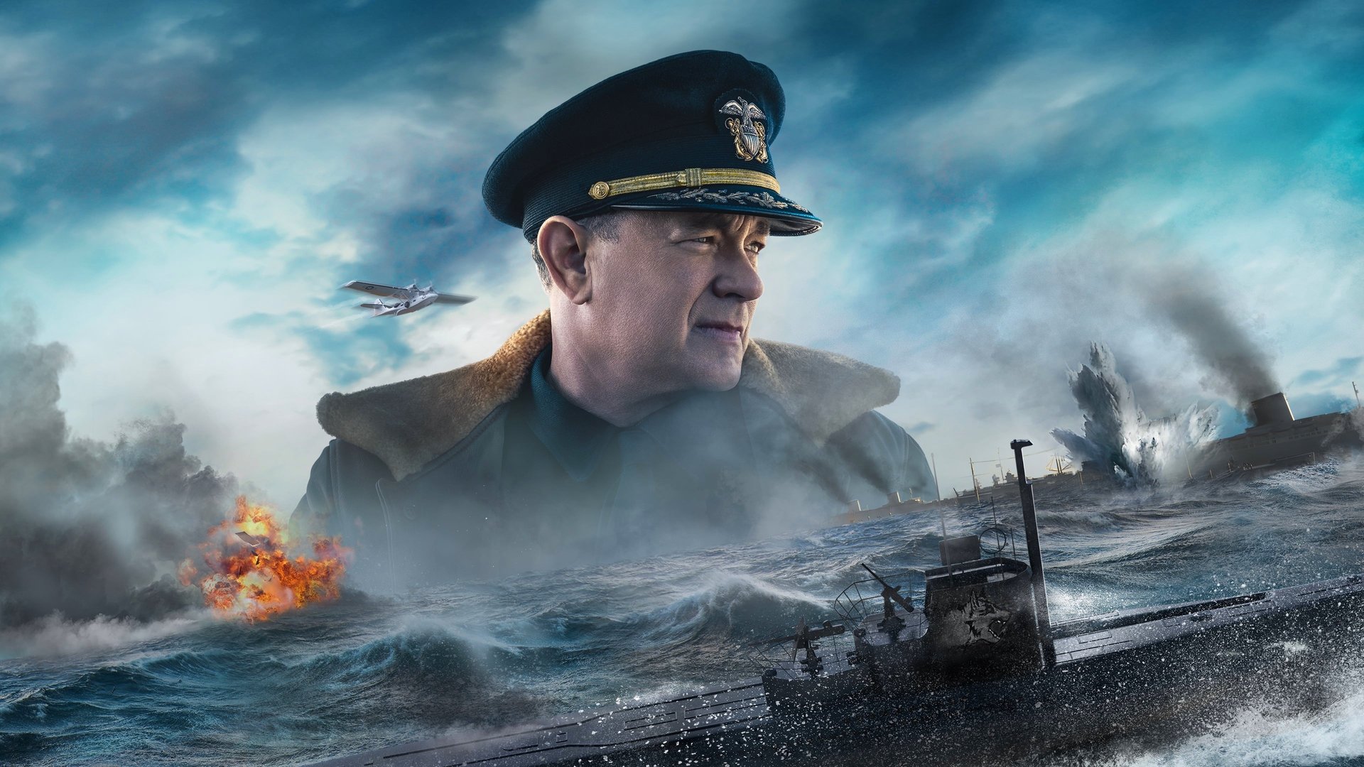 Cinematic background from Greyhound 2020 - A first-time captain leads a convoy of allied ships carrying thousands of soldiers across the treacherous waters of the “Black Pit” to the front lines of WW2. With no air cover protection for 5 days, the captain and his convoy must battle the surrounding enemy Nazi U-boats in order to give the allies a chance to win the war.