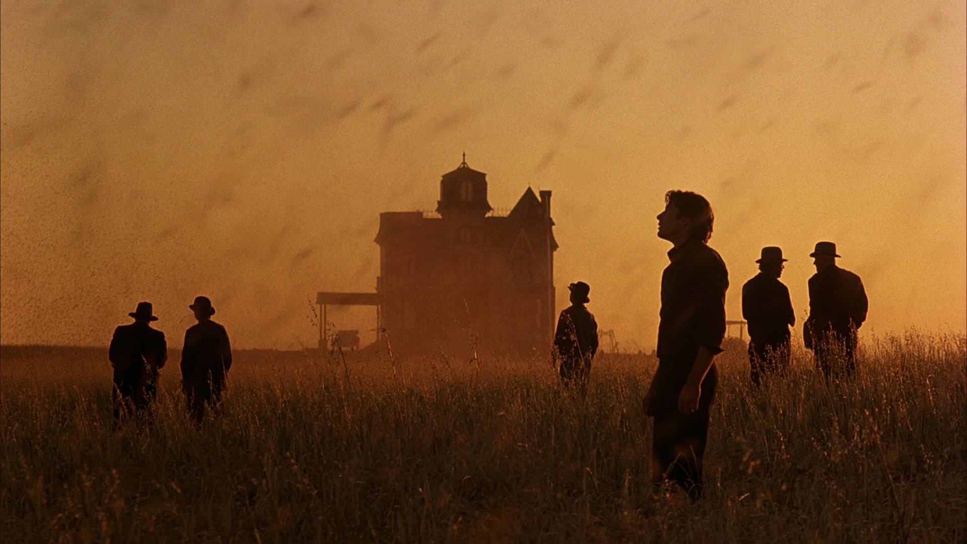 Cinematic background from Days of Heaven 1978 - In 1916, a Chicago steel worker accidentally kills his supervisor and flees to the Texas panhandle with his girlfriend and little sister to work harvesting wheat in the fields of a stoic farmer.