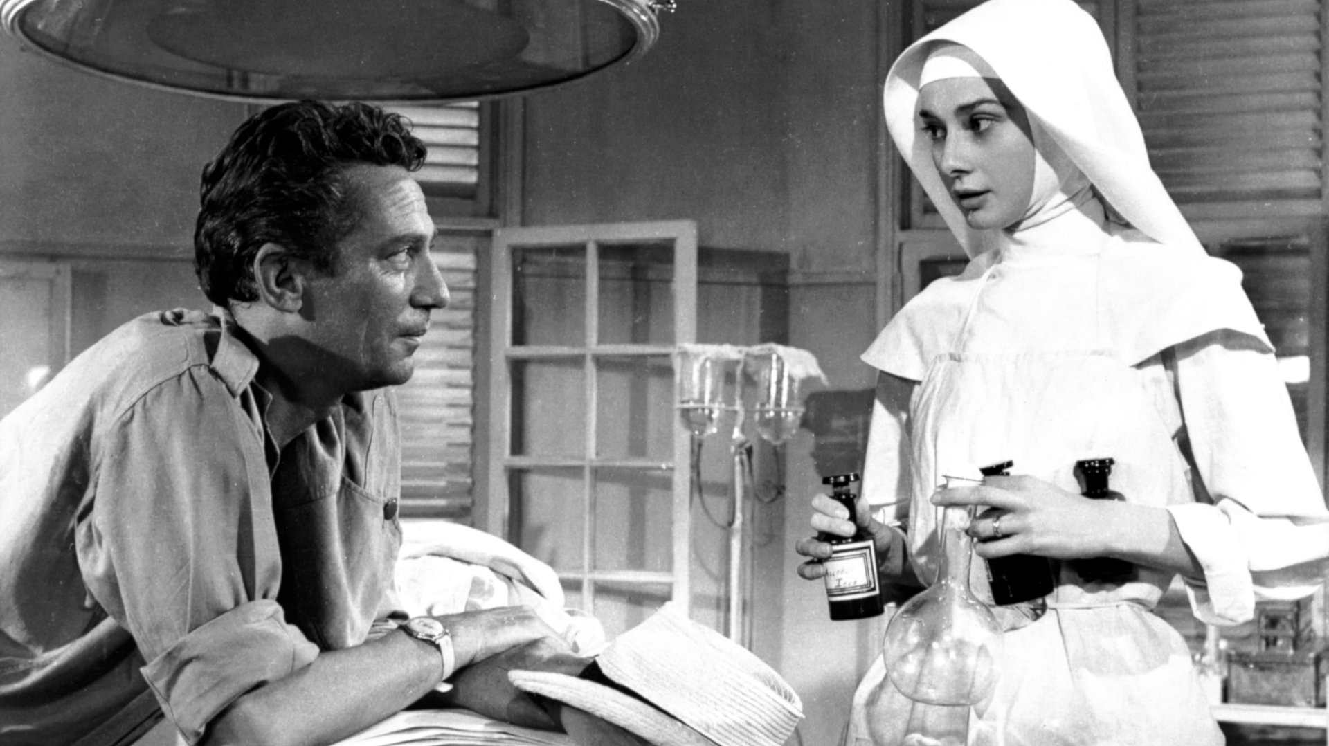 Cinematic background from The Nun's Story 1959 - After leaving a wealthy Belgian family to become a nun, Sister Luke struggles with her devotion to her vows during crisis, disappointment, and World War II.