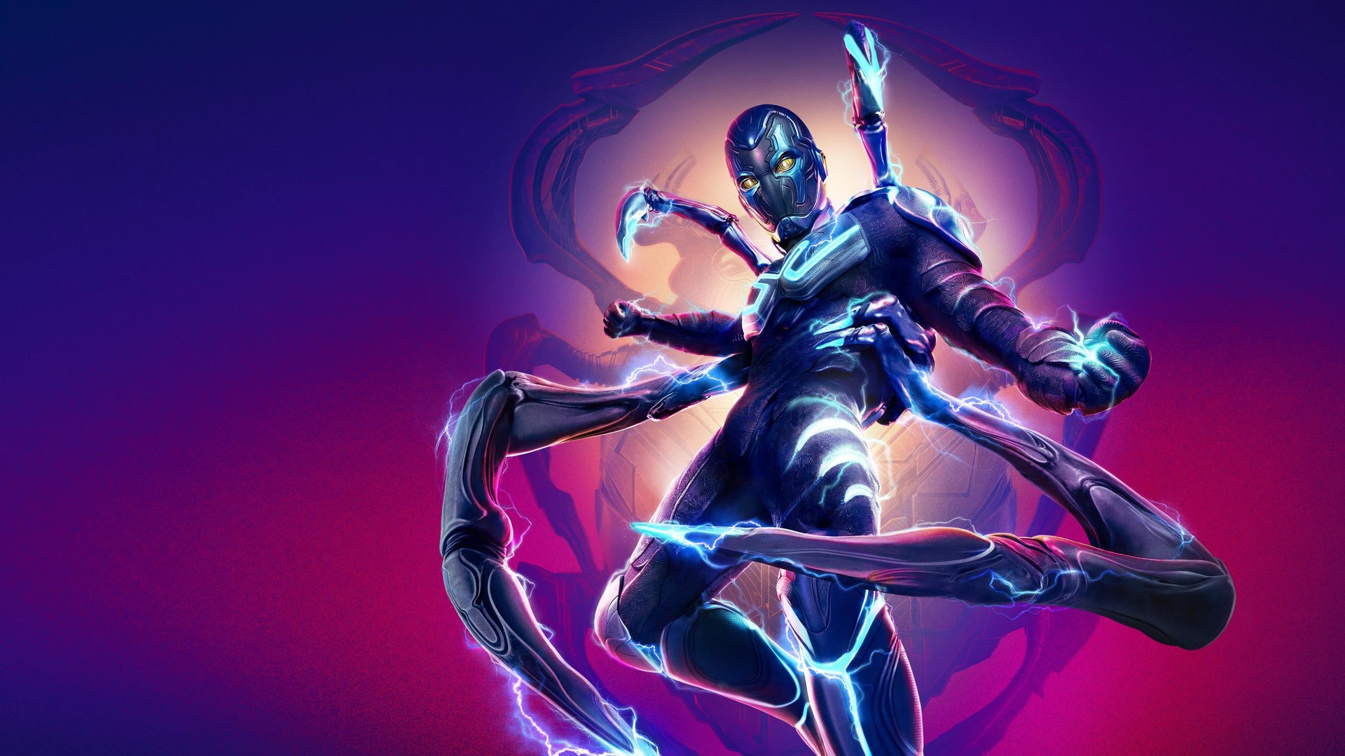 Cinematic background from Blue Beetle 2023 - Recent college grad Jaime Reyes returns home full of aspirations for his future, only to find that home is not quite as he left it. As he searches to find his purpose in the world, fate intervenes when Jaime unexpectedly finds himself in possession of an ancient relic of alien biotechnology: the Scarab.