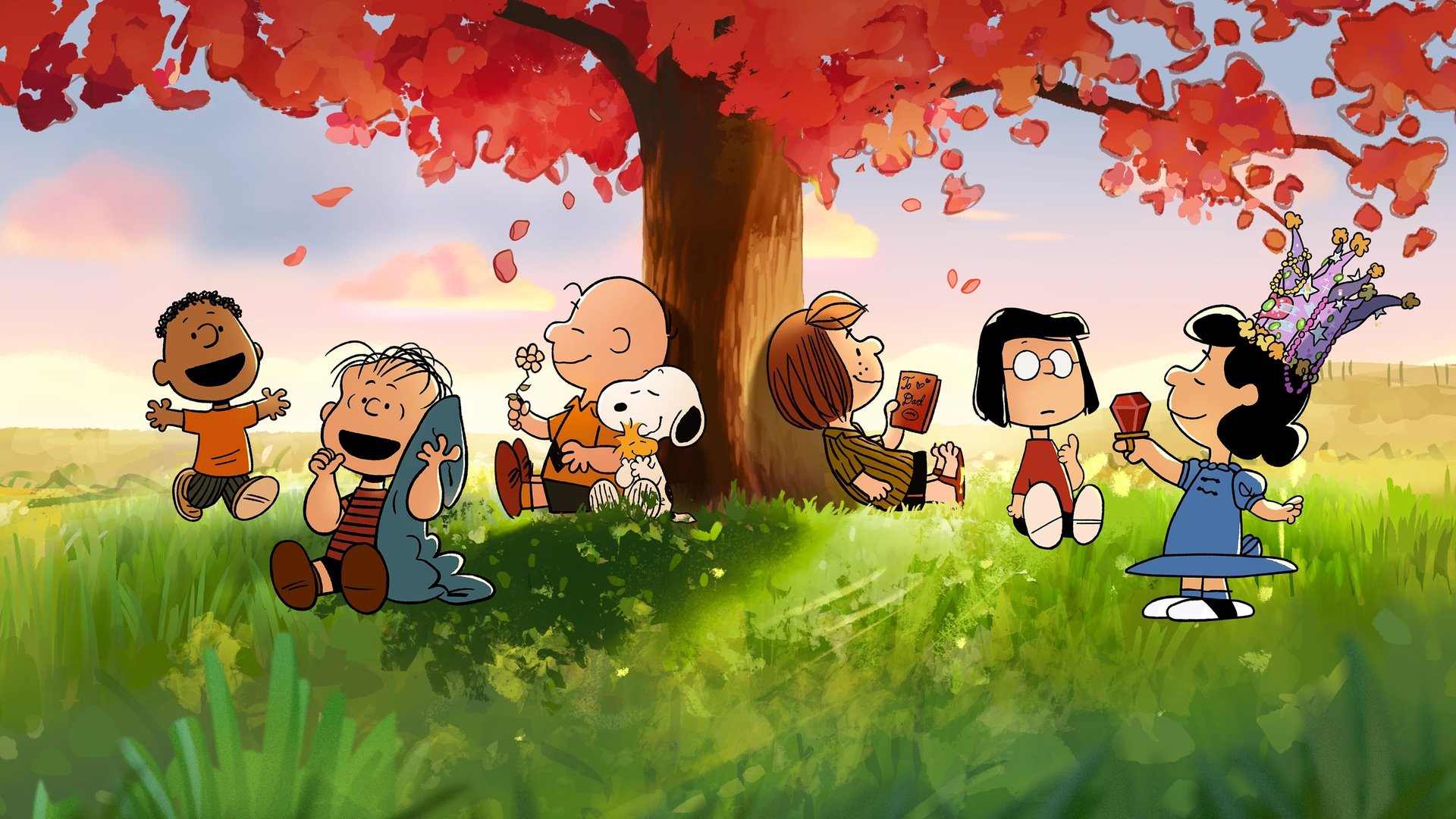 Cinematic background from Snoopy Presents: To Mom (and Dad), with Love 2022 - Mother's Day is almost here, and the gang is excited—except Peppermint Patty. For her, it's a reminder that she didn’t grow up with a mom. But good pal Marcie helps Peppermint Patty see that families come in all shapes and sizes.