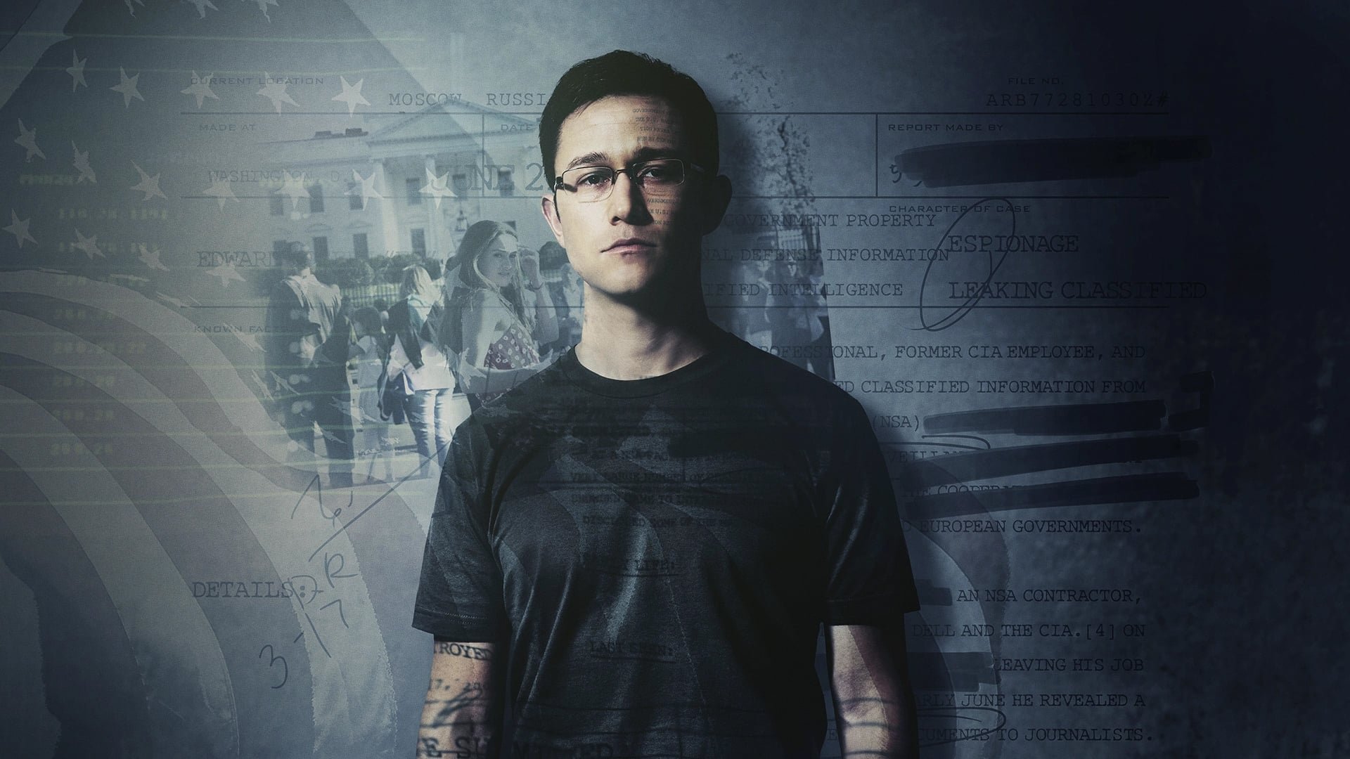 Cinematic background from Snowden 2016 - CIA employee Edward Snowden leaks thousands of classified documents to the press.