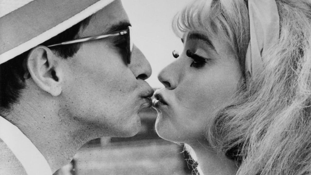 Cinematic background from The Fiancés of the Bridge Mac Donald 1961 - A subtitle warns, "beware of dark sunglasses." Anna and her lover, whose looks in bowler and bow tie are reminiscent of a young Buster Keaton, kiss chastely on a bridge overlooking the Seine. He dons sunglasses and waves as she runs down a stairway to the river's edge, then watches in horror as she's knocked flat and loaded into the back of a hearse. In vain, he gives chase. Disconsolate, he buys a large funeral wreath and a handkerchief from sympathetic vendors. He removes the glasses to wipe his eyes and realizes they are the cause of all his woe. He replays the farewell without the glasses.