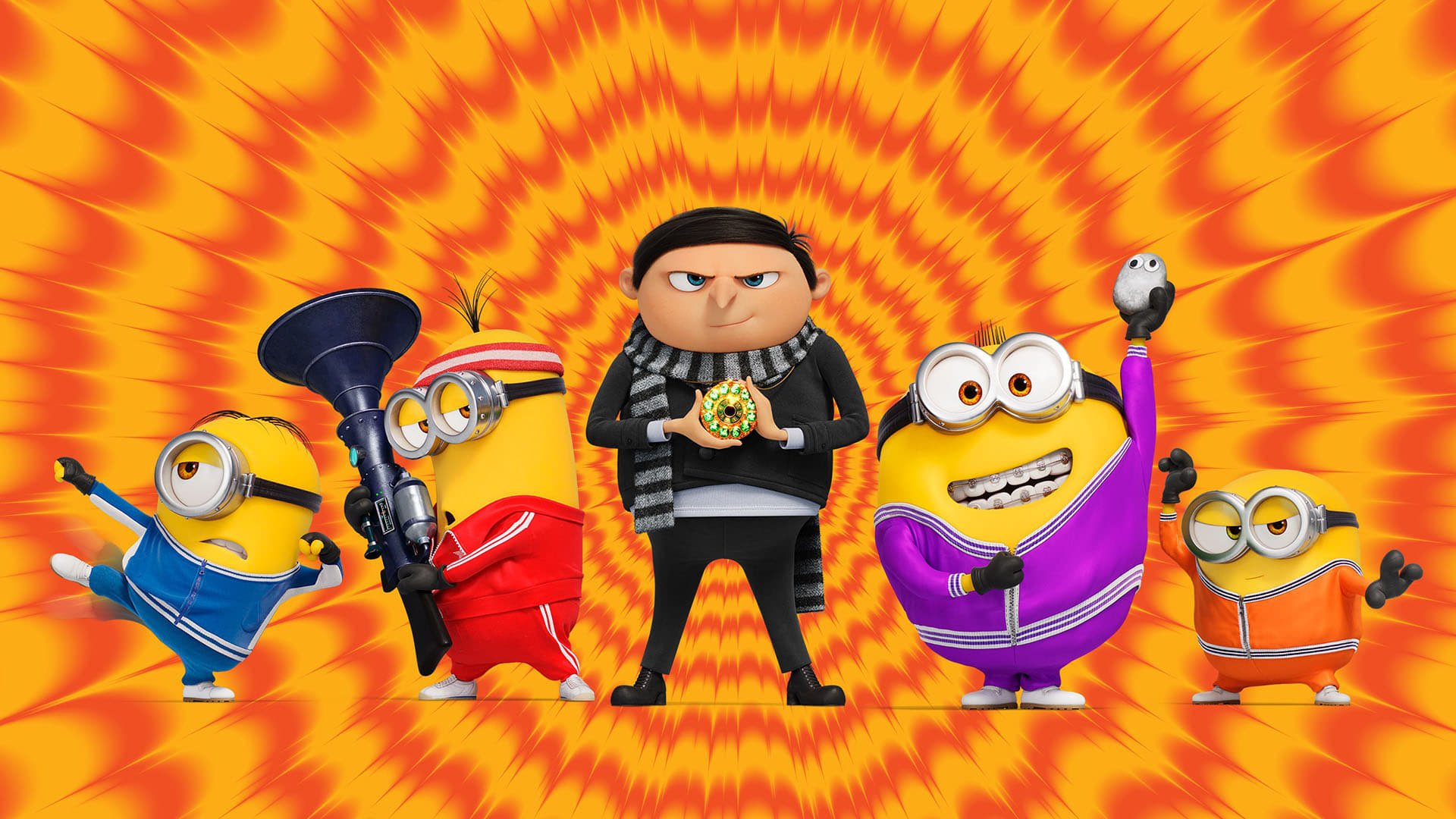 Cinematic background from Minions: The Rise of Gru 2022 - A fanboy of a supervillain supergroup known as the Vicious 6, Gru hatches a plan to become evil enough to join them, with the backup of his followers, the Minions.