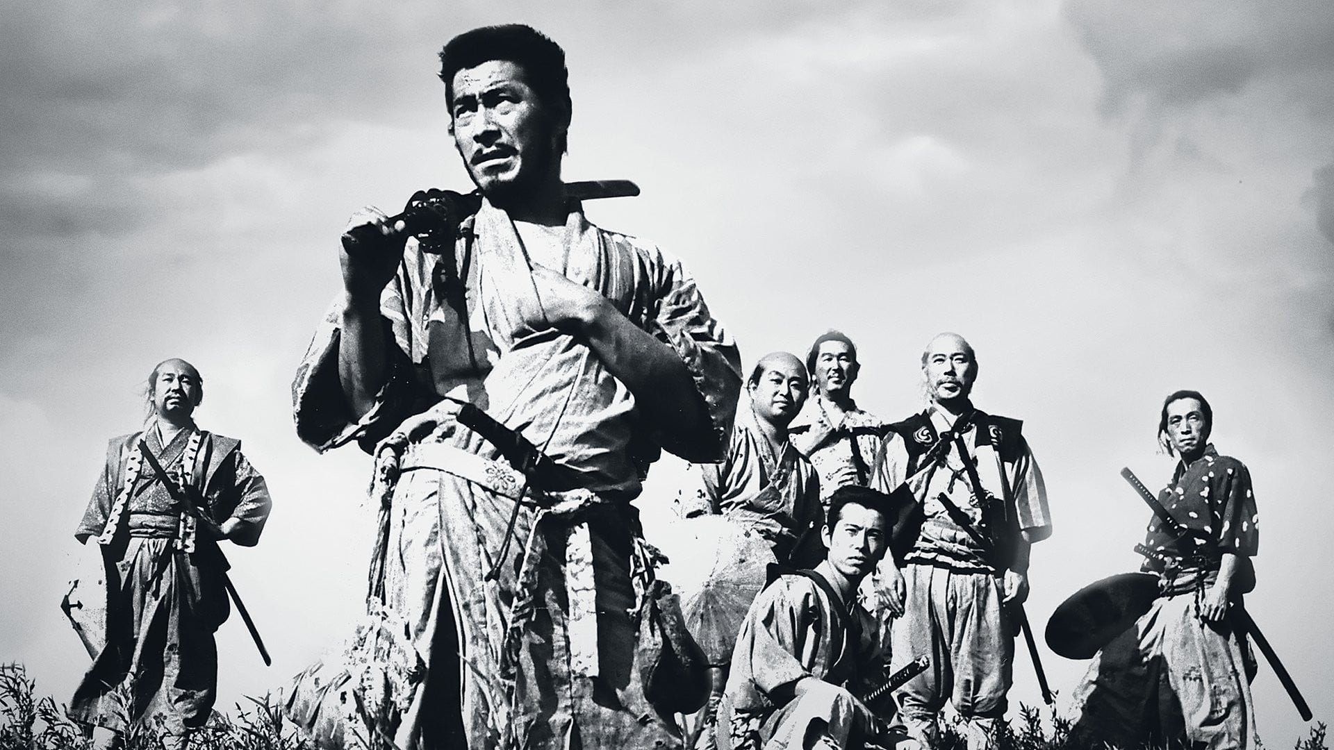Cinematic background from Seven Samurai 1954 - A samurai answers a village's request for protection after he falls on hard times. The town needs protection from bandits, so the samurai gathers six others to help him teach the people how to defend themselves, and the villagers provide the soldiers with food.