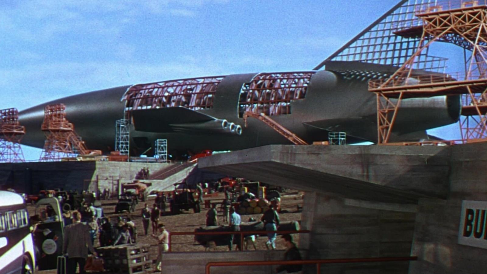 Cinematic background from When Worlds Collide 1951 - When a group of astronomers calculate a star is on a course to slam into Earth, a few days before, it's accompanying planet will first pass close enough to the Earth to cause havoc on land and sea. They set about building a rocket so a few selected individuals can escape to the planet.