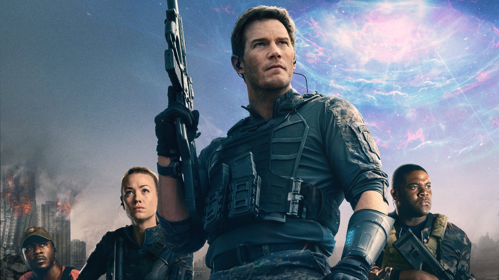 Cinematic background from The Tomorrow War 2021 - The world is stunned when a group of time travelers arrive from the year 2051 to deliver an urgent message: Thirty years in the future, mankind is losing a global war against a deadly alien species. The only hope for survival is for soldiers and civilians from the present to be transported to the future and join the fight. Among those recruited is high school teacher and family man Dan Forester. Determined to save the world for his young daughter, Dan teams up with a brilliant scientist and his estranged father in a desperate quest to rewrite the fate of the planet.