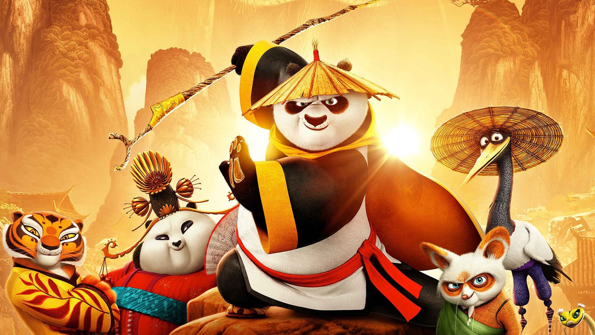 Cinematic background from Kung Fu Panda 3 2016 - While Po and his father are visiting a secret panda village, an evil spirit threatens all of China, forcing Po to form a ragtag army to fight back.