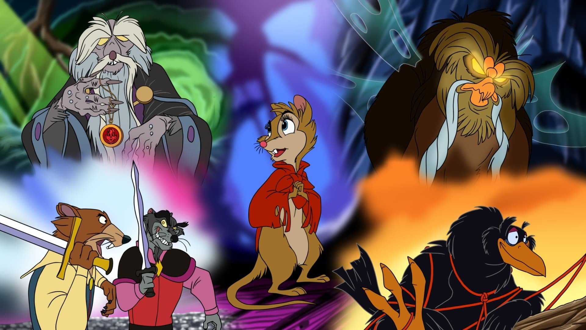 Cinematic background from The Secret of NIMH 1982 - A widowed field mouse must move her family -- including an ailing son -- to escape a farmer's plow. Aided by a crow and a pack of superintelligent, escaped lab rats, the brave mother struggles to transplant her home to firmer ground.