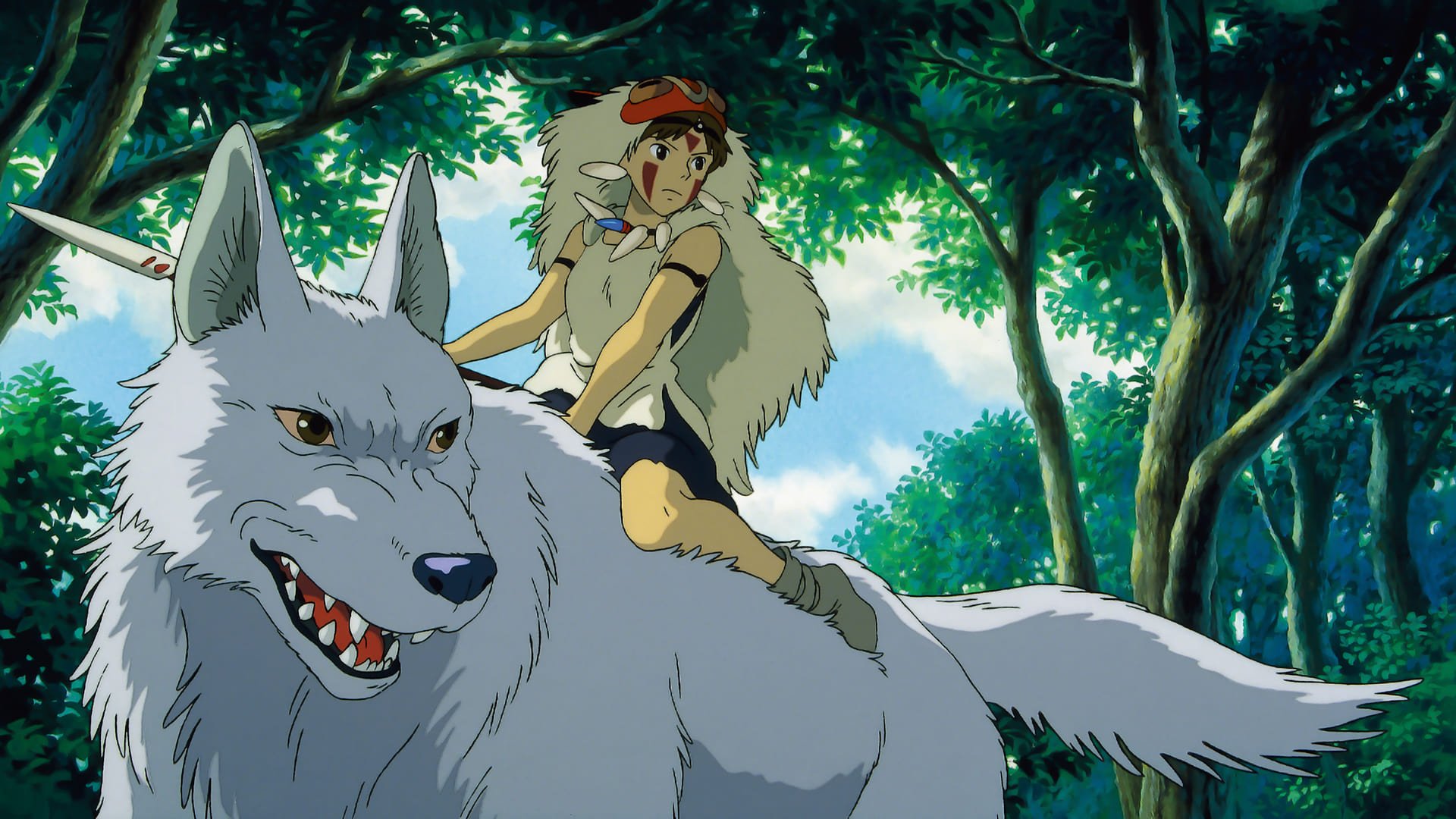 Cinematic background from Princess Mononoke 1997 - Ashitaka, a prince of the disappearing Emishi people, is cursed by a demonized boar god and must journey to the west to find a cure. Along the way, he encounters San, a young human woman fighting to protect the forest, and Lady Eboshi, who is trying to destroy it. Ashitaka must find a way to bring balance to this conflict.