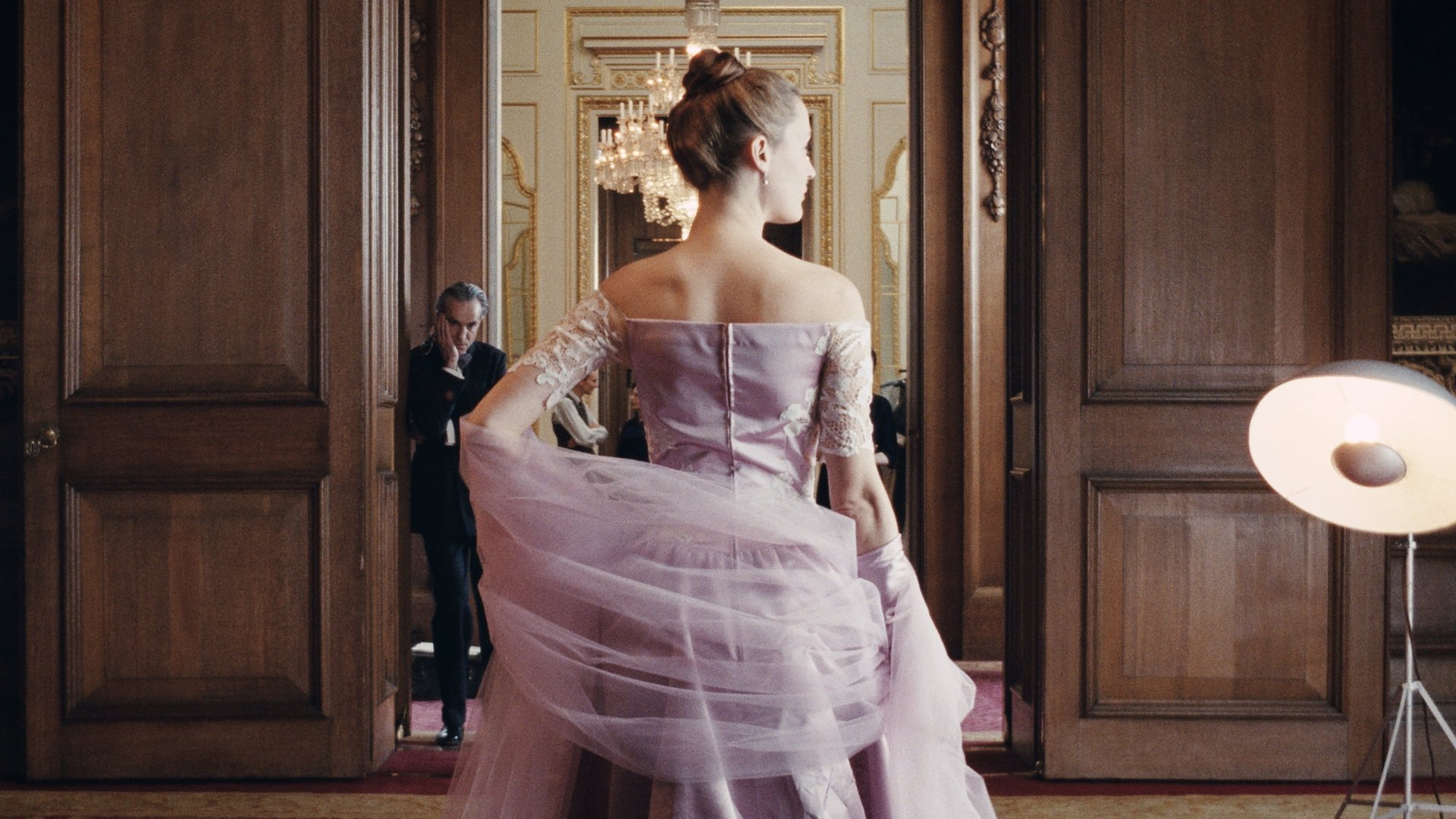 Cinematic background from Phantom Thread 2017 - In 1950s London, renowned British dressmaker Reynolds Woodcock comes across Alma, a young, strong-willed woman, who soon becomes ever present in his life as his muse and lover.