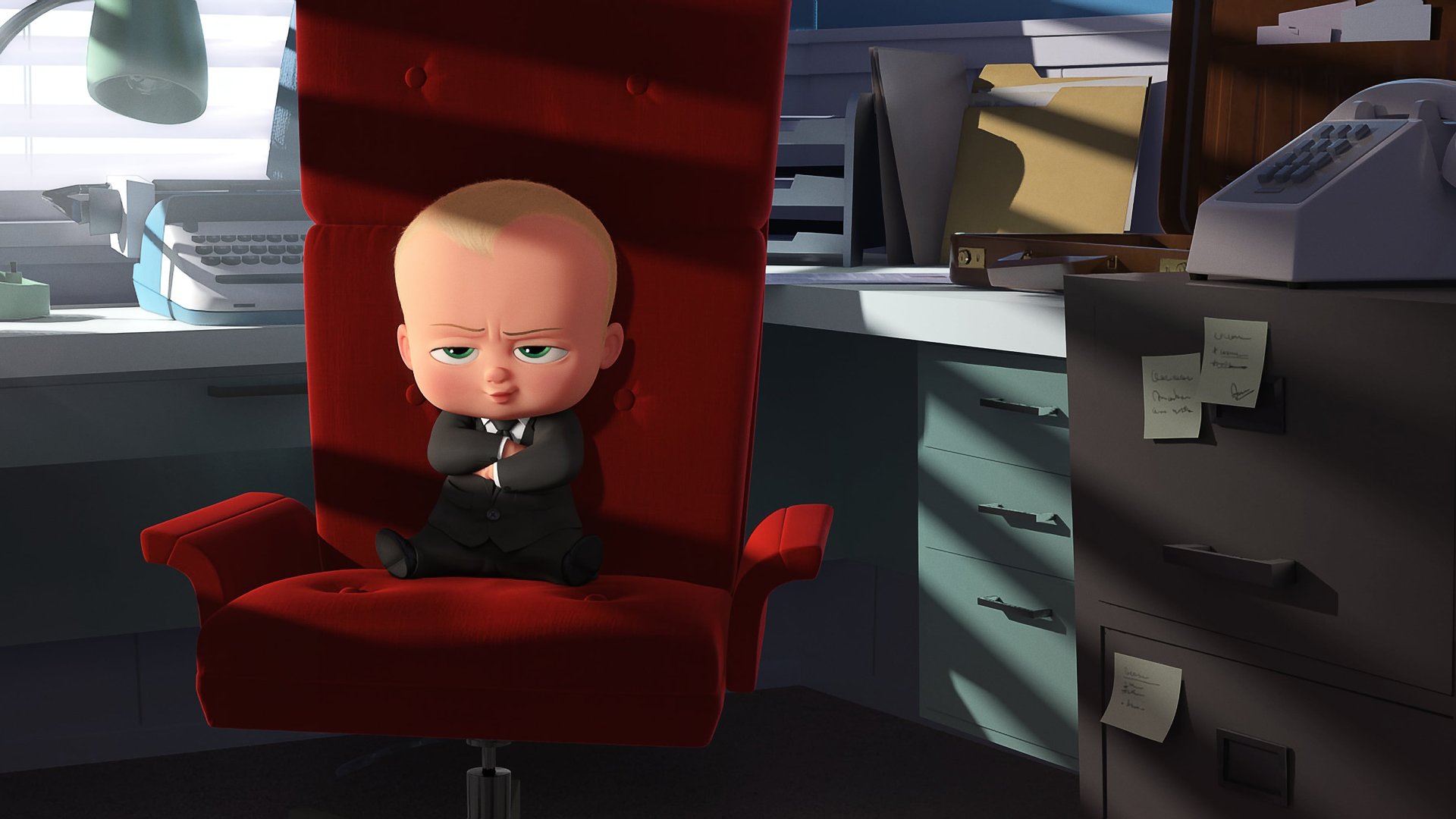 Cinematic background from The Boss Baby 2017 - A story about how a new baby's arrival impacts a family, told from the point of view of a delightfully unreliable narrator, a wildly imaginative 7 year old named Tim.