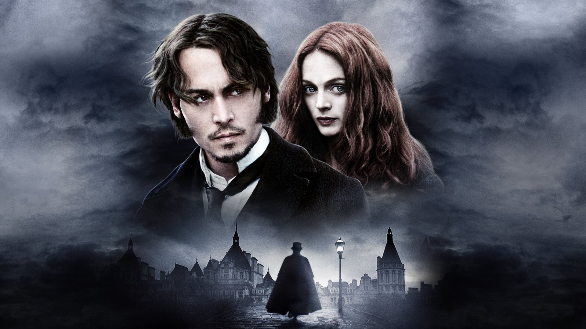 Cinematic background from From Hell 2001 - Frederick Abberline is an opium-huffing inspector from Scotland Yard who falls for one of Jack the Ripper's prostitute targets in this Hughes brothers adaption of a graphic novel that posits the Ripper's true identity.