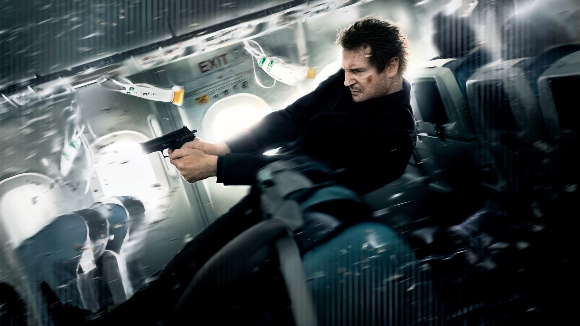 Cinematic background from Non-Stop 2014 - Bill Marks is a burned-out veteran of the Air Marshals service. He views the assignment not as a life-saving duty, but as a desk job in the sky. However, today's flight will be no routine trip. Shortly into the transatlantic journey from New York to London, he receives a series of mysterious text messages ordering him to have the government transfer $150 million into a secret account, or a passenger will die every 20 minutes.