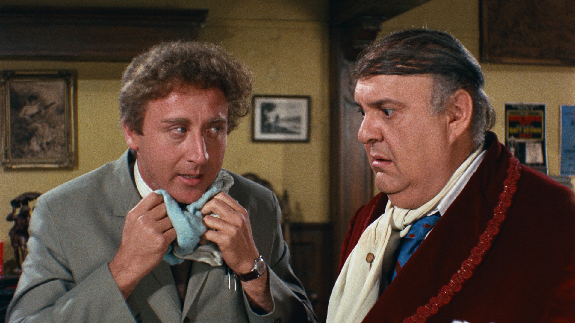 Cinematic background from The Producers 1967 - Broadway producer, Max Bialystock and his accountant, Leo Bloom plan to make money by charming little old ladies to invest in a production many times over what it will actually cost, and then put on a sure-fire flop, so nobody will ask for their money back – and what can be a more certain flop than a tasteless musical celebrating Hitler.