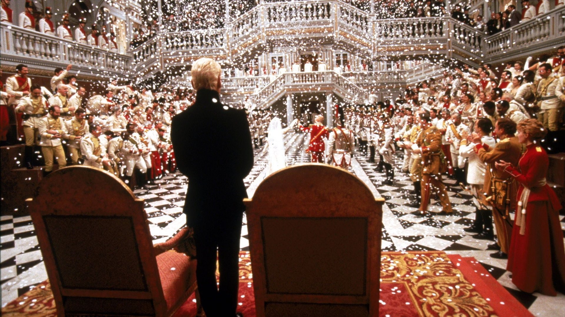 Cinematic background from Hamlet 1996 - Hamlet, Prince of Denmark, returns home to find his father murdered and his mother now marrying the murderer... his uncle. Meanwhile, war is brewing.