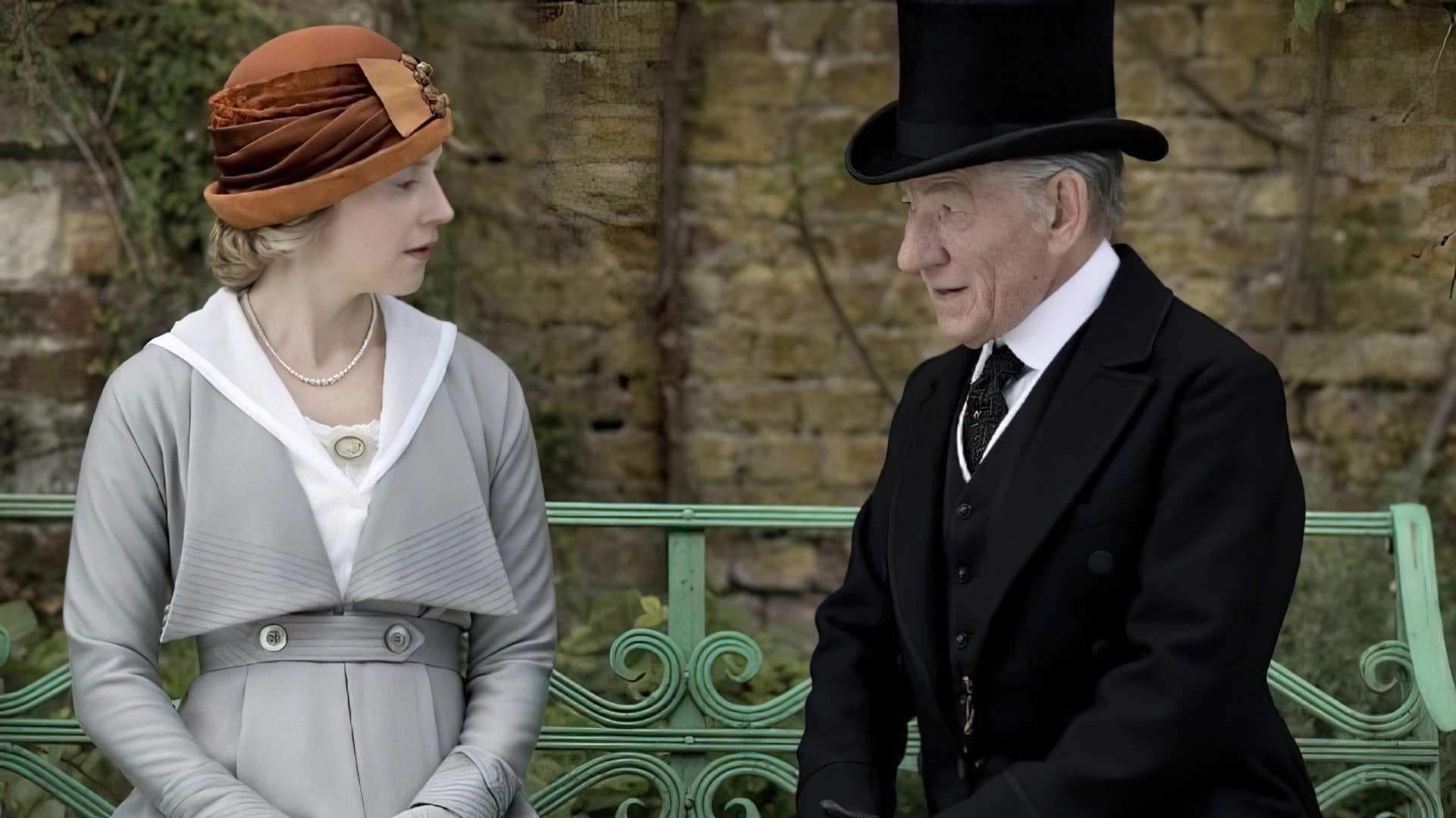 Cinematic background from Mr. Holmes 2015 - In 1947, long-retired and near the end of his life, Sherlock Holmes grapples with an unreliable memory and must rely on his housekeeper's son as he revisits the still-unsolved case that led to his retirement.