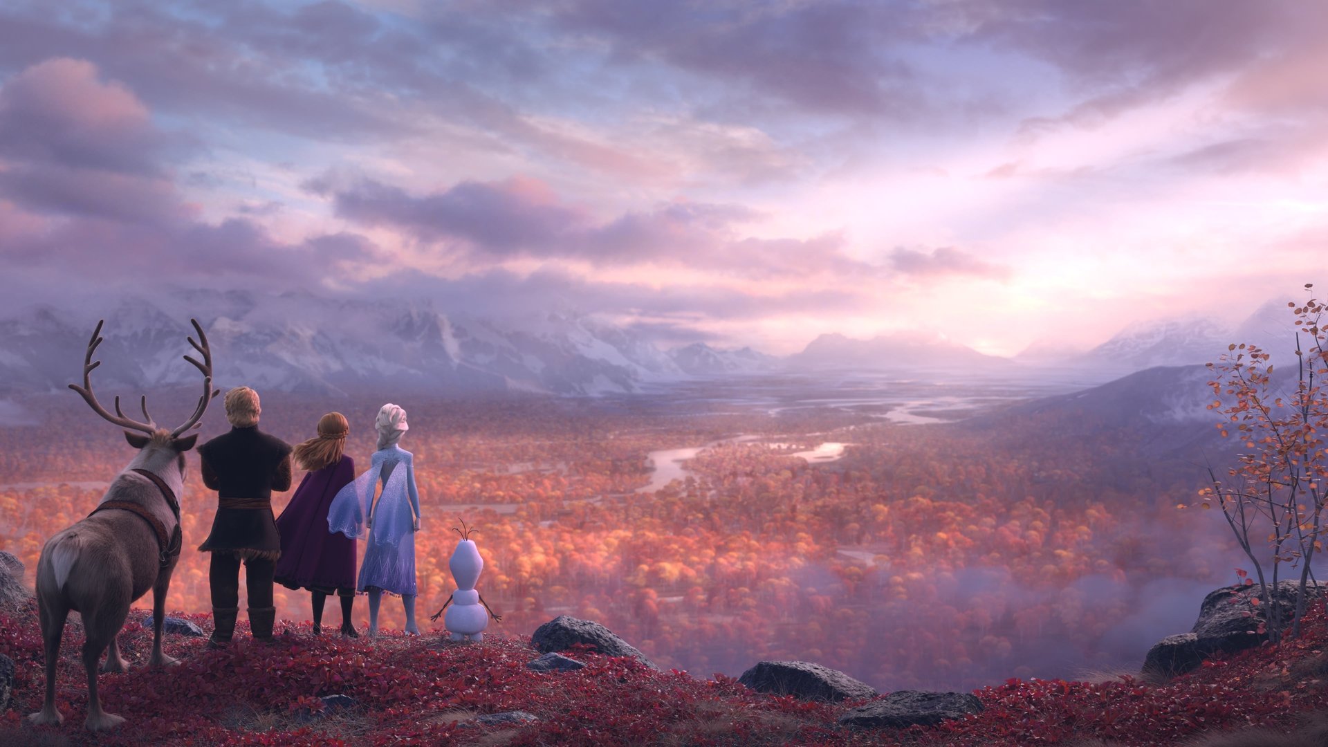 Cinematic background from Frozen II 2019 - Elsa, Anna, Kristoff and Olaf head far into the forest to learn the truth about an ancient mystery of their kingdom.