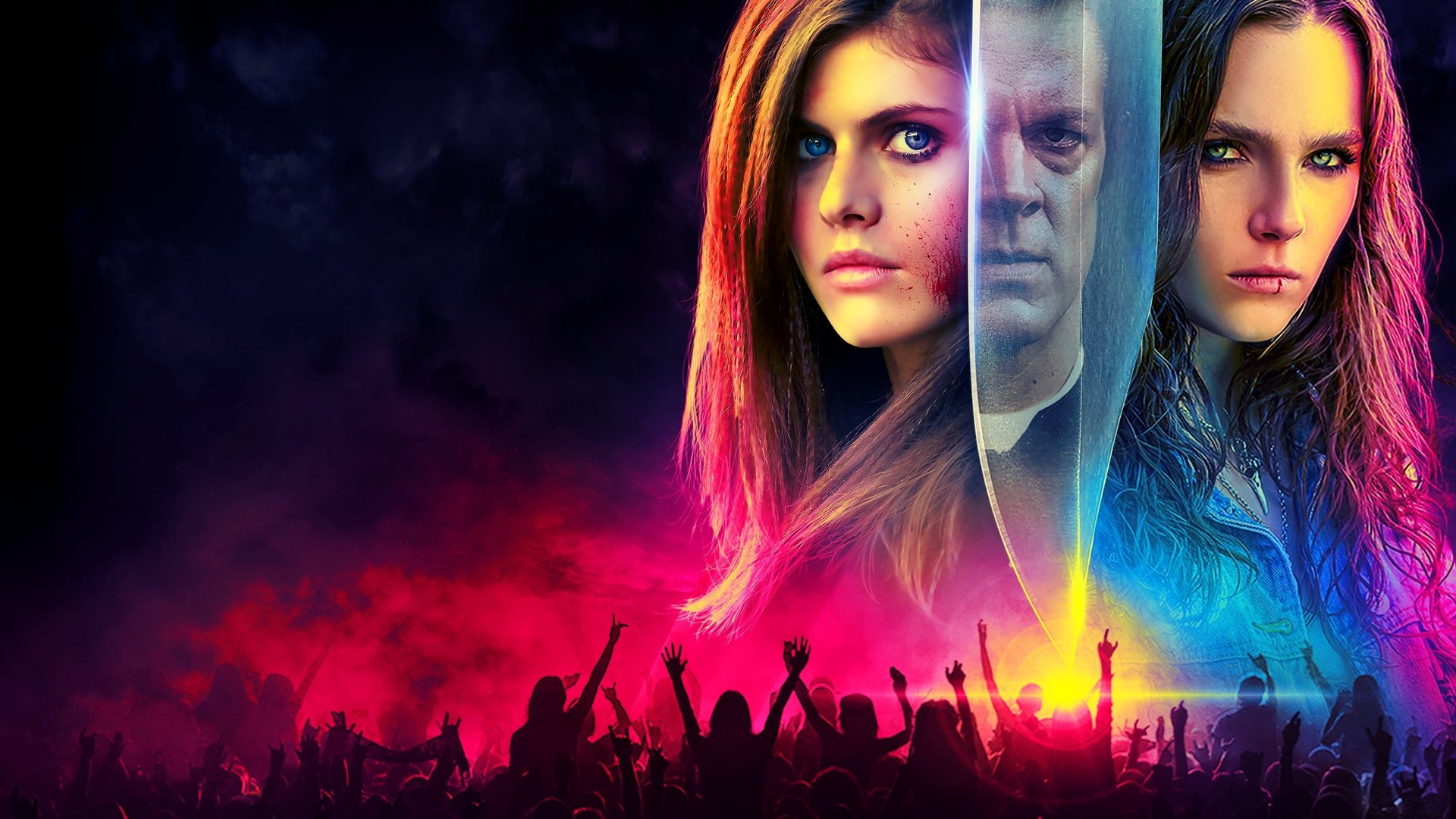 Cinematic background from We Summon the Darkness 2019 - Three best friends attending a heavy-metal show cross paths with sadistic killers after they travel to a secluded country home for an after party.