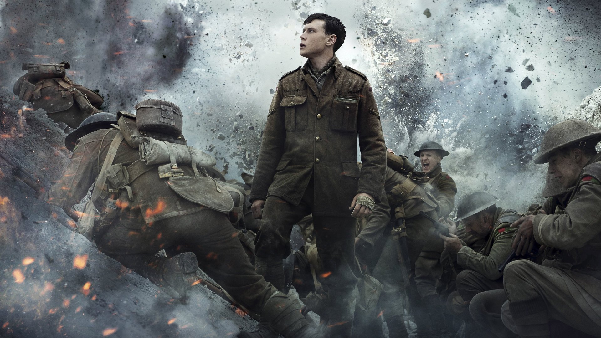Cinematic background from 1917 2019 - At the height of the First World War, two young British soldiers must cross enemy territory and deliver a message that will stop a deadly attack on hundreds of soldiers.