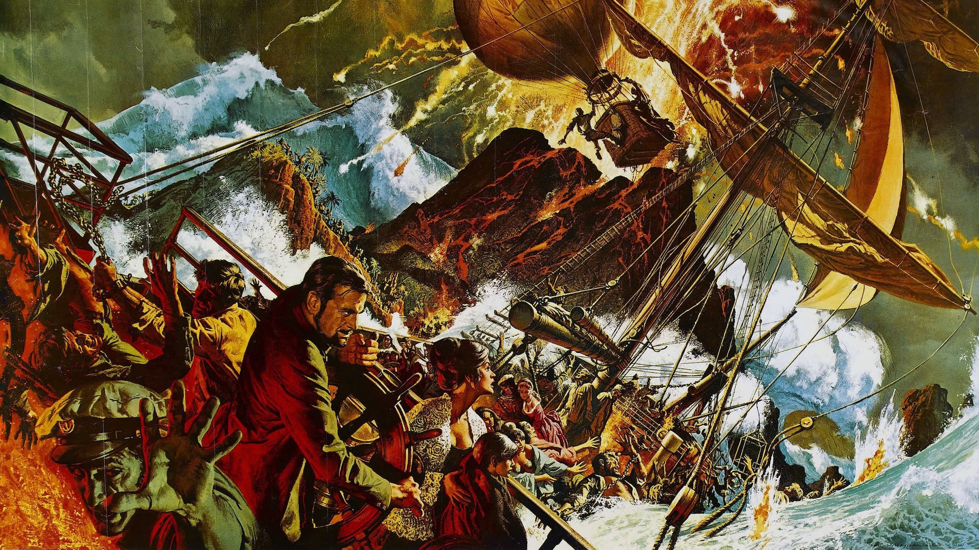 Cinematic background from Krakatoa: East of Java 1968 - A team of maritime salvage workers are about to embark on a recovery dive. However the 1883 Krakatoa Volcano eruption provides more pressing problems.