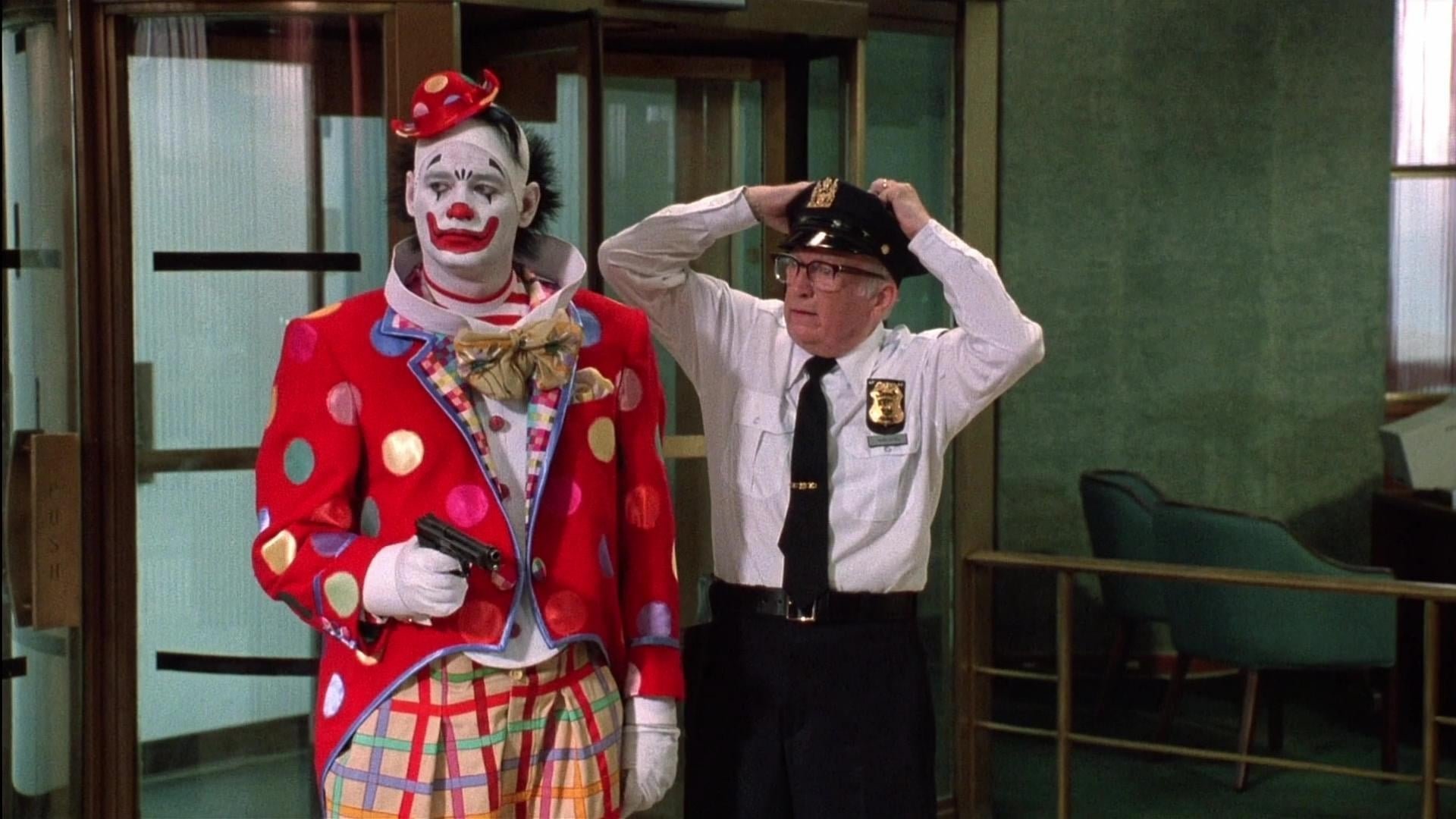 Cinematic background from Quick Change 1990 - With the aid of his girlfriend, Phyllis Potter, and best friend, Loomis, Grimm enters a Manhattan bank dressed as a clown, creates a hostage situation and executes a flawless robbery. The only thing left for the trio to do is make their getaway out of the city and to the airport. It sounds simple enough, but it seems that fate deserts them immediately after the bank heist. One mishap after another conspires to keep these robbers from reaching freedom.