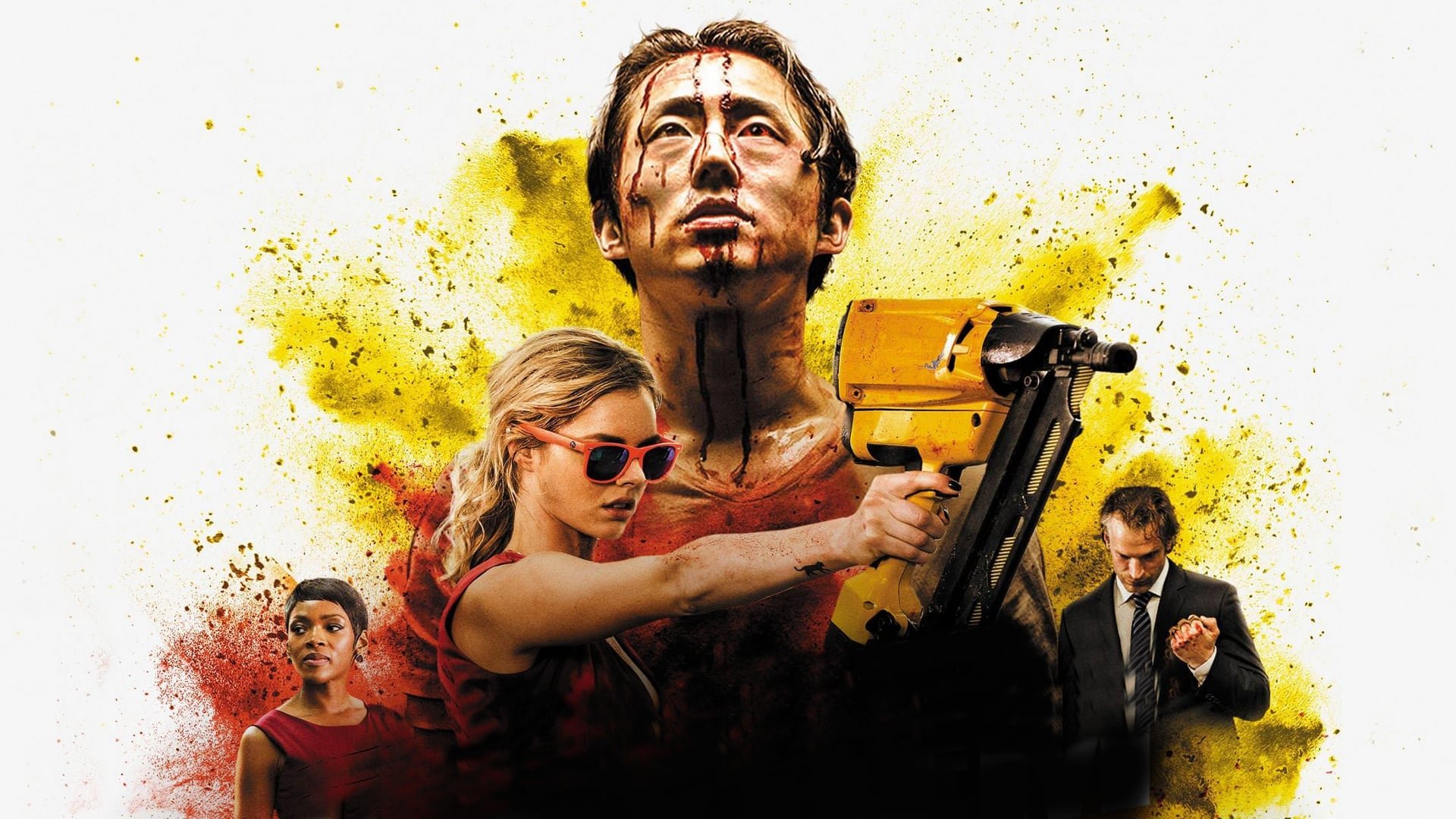 Cinematic background from Mayhem 2017 - A virus spreads through an office complex causing white collar workers to act out their worst impulses.
