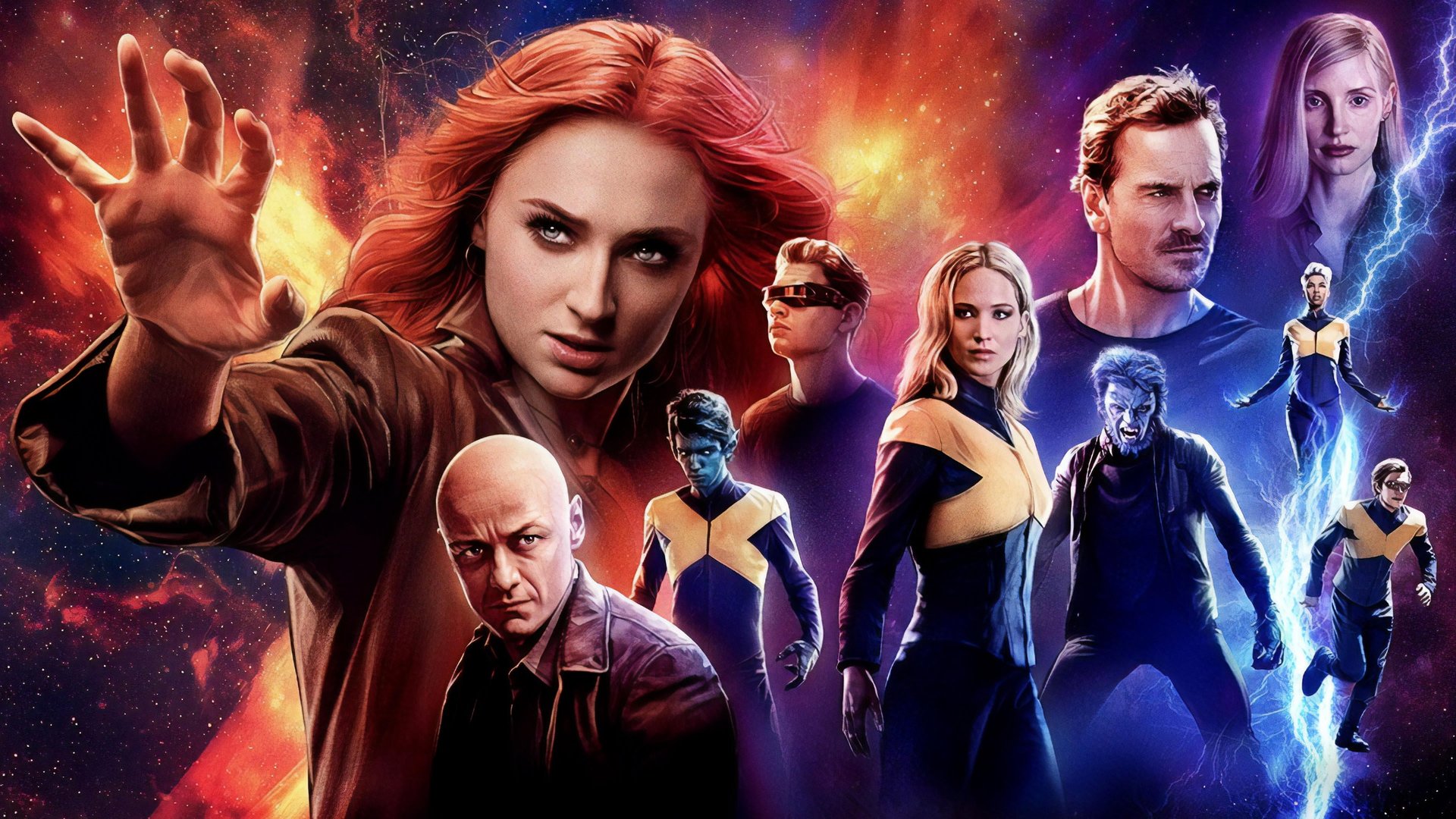 Cinematic background from Dark Phoenix 2019 - The X-Men face their most formidable and powerful foe when one of their own, Jean Grey, starts to spiral out of control. During a rescue mission in outer space, Jean is nearly killed when she's hit by a mysterious cosmic force. Once she returns home, this force not only makes her infinitely more powerful, but far more unstable. The X-Men must now band together to save her soul and battle aliens that want to use Grey's new abilities to rule the galaxy.