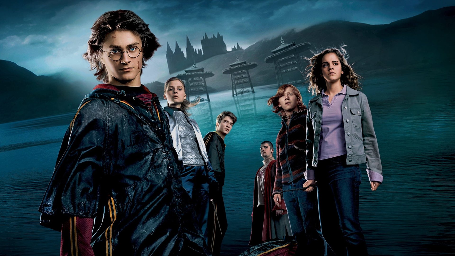 Cinematic background from Harry Potter and the Goblet of Fire 2005 - When Harry Potter's name emerges from the Goblet of Fire, he becomes a competitor in a grueling battle for glory among three wizarding schools—the Triwizard Tournament. But since Harry never submitted his name for the Tournament, who did? Now Harry must confront a deadly dragon, fierce water demons and an enchanted maze only to find himself in the cruel grasp of He Who Must Not Be Named.