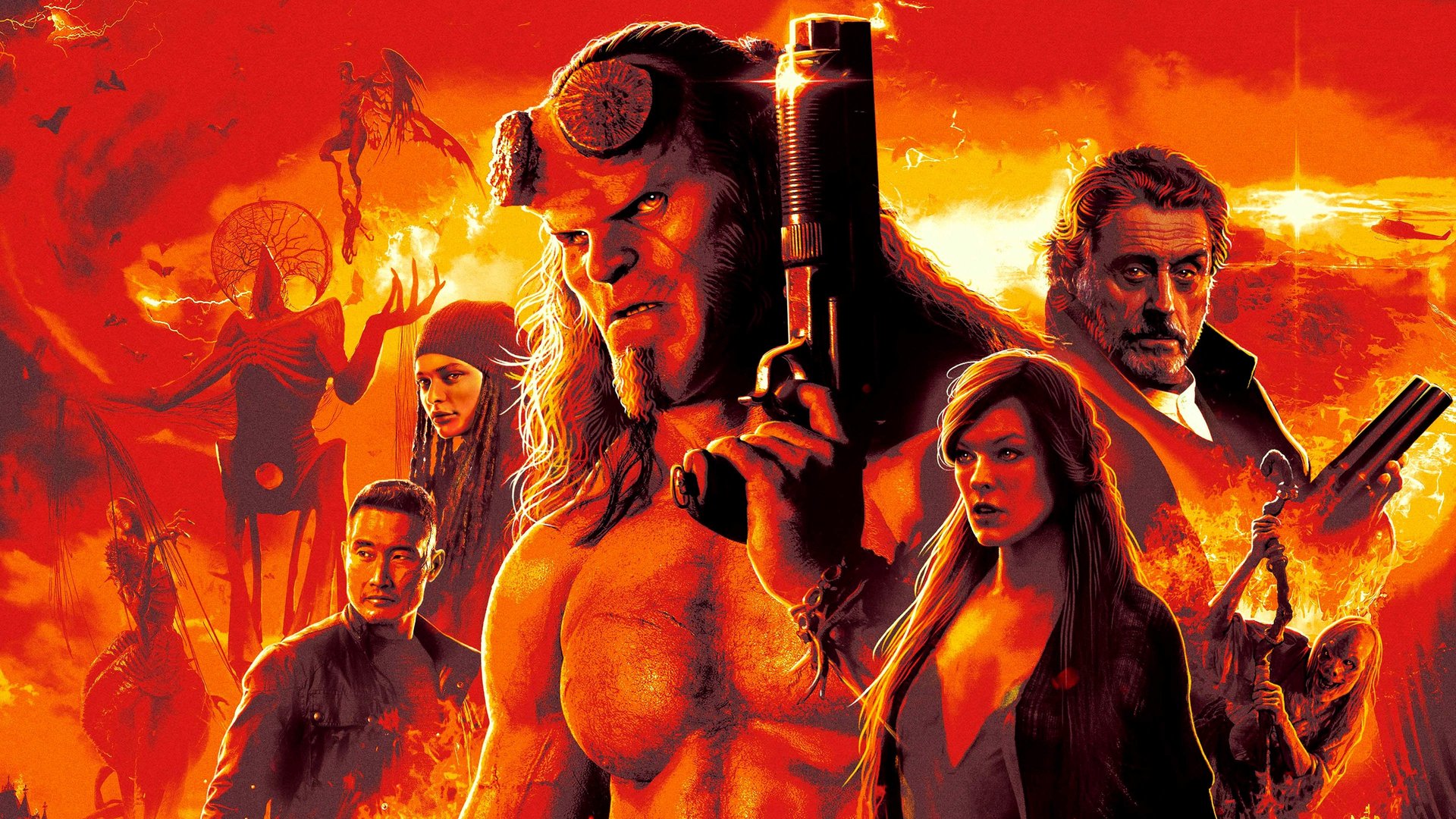 Cinematic background from Hellboy 2019 - Hellboy comes to England, where he must defeat Nimue, Merlin's consort and the Blood Queen. But their battle will bring about the end of the world, a fate he desperately tries to turn away.