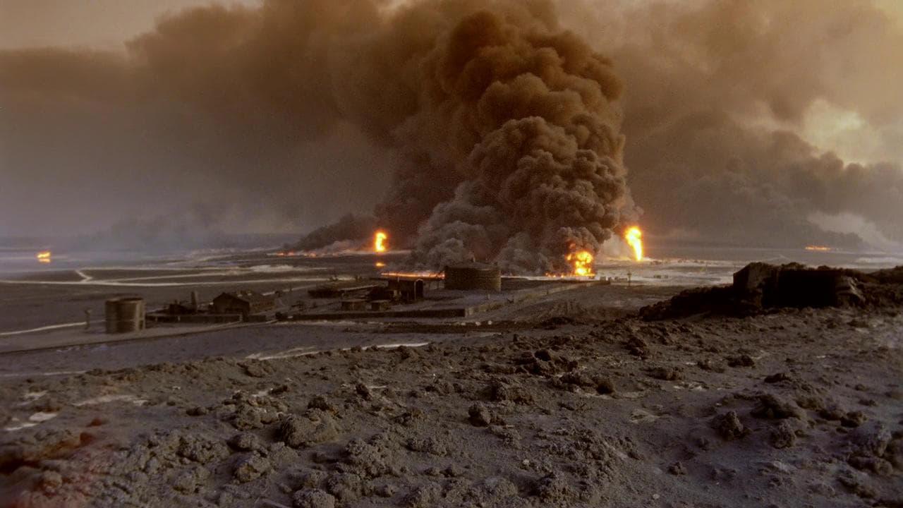 Cinematic background from Lessons of Darkness 1992 - Shot in documentary style from the perspective of an almost alien observer, the film is an exploration of the ravaged oil fields of post-Gulf War Kuwait. An effective companion to his earlier film Fata Morgana, Herzog again perceives the desert as a landscape with its own voice, as he glides over seas of oil, geyser-like infernos, monstrous smoke plumes and ashen roadways. With musical accompaniment by Wagner, Prokofiev and Pärt to boot, he observes the soot-covered creatures allured by the blaze.