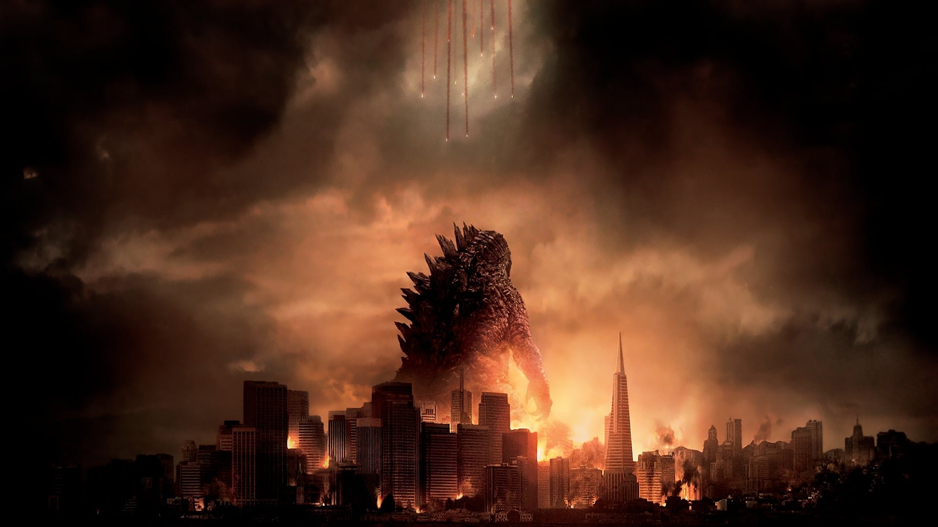 Cinematic background from Godzilla 2014 - Ford Brody, a Navy bomb expert, has just reunited with his family in San Francisco when he is forced to go to Japan to help his estranged father, Joe. Soon, both men are swept up in an escalating crisis when an ancient alpha predator arises from the sea to combat malevolent adversaries that threaten the survival of humanity. The creatures leave colossal destruction in their wake, as they make their way toward their final battleground: San Francisco.