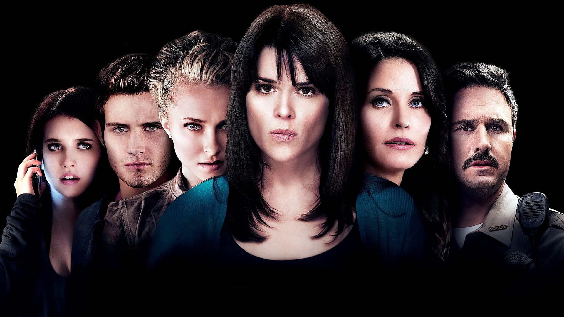 Cinematic background from Scream 4 2011 - Sidney returns home to Woodsboro on the last stop of her book tour, which brings about the return of Ghost Face and puts her family, friends, and the whole town in danger.