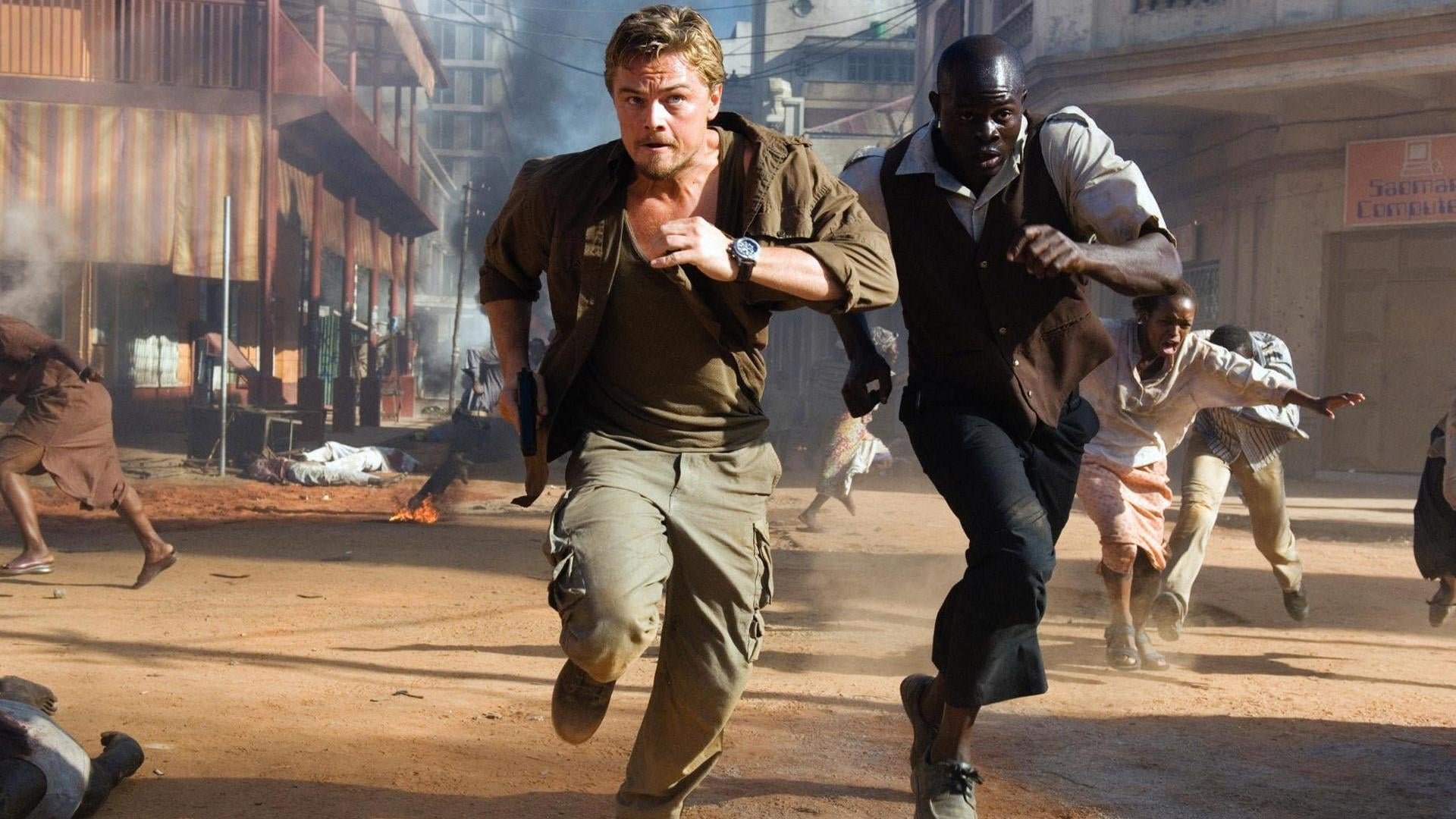 Cinematic background from Blood Diamond 2006 - An ex-mercenary turned smuggler. A Mende fisherman. Amid the explosive civil war overtaking 1999 Sierra Leone, these men join for two desperate missions: recovering a rare pink diamond of immense value and rescuing the fisherman's son, conscripted as a child soldier into the brutal rebel forces ripping a swath of torture and bloodshed countrywide.