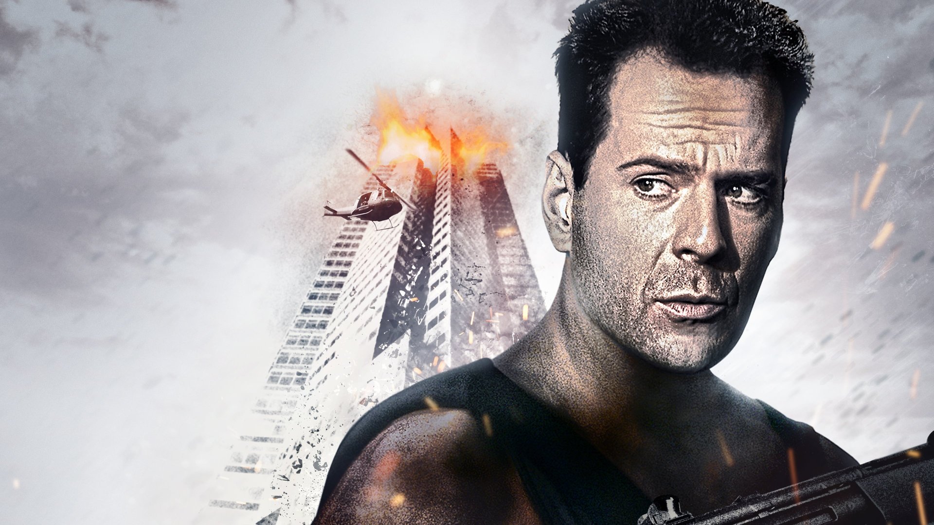 Cinematic background from Die Hard 1988 - NYPD cop John McClane's plan to reconcile with his estranged wife is thrown for a serious loop when, minutes after he arrives at her office, the entire building is overtaken by a group of terrorists. With little help from the LAPD, wisecracking McClane sets out to single-handedly rescue the hostages and bring the bad guys down.