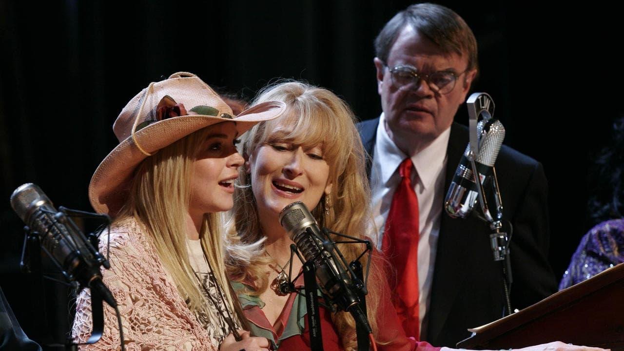Cinematic background from A Prairie Home Companion 2006 - A look at what goes on backstage during the last broadcast of America's most celebrated radio show, where singing cowboys Dusty and Lefty, a country music siren, and a host of others hold court.