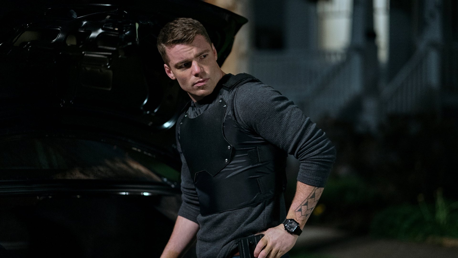 Cinematic background from The Night Agent 2023 - While monitoring an emergency line, a vigilant FBI agent answers a call that plunges him into a deadly conspiracy involving a mole at the White House.