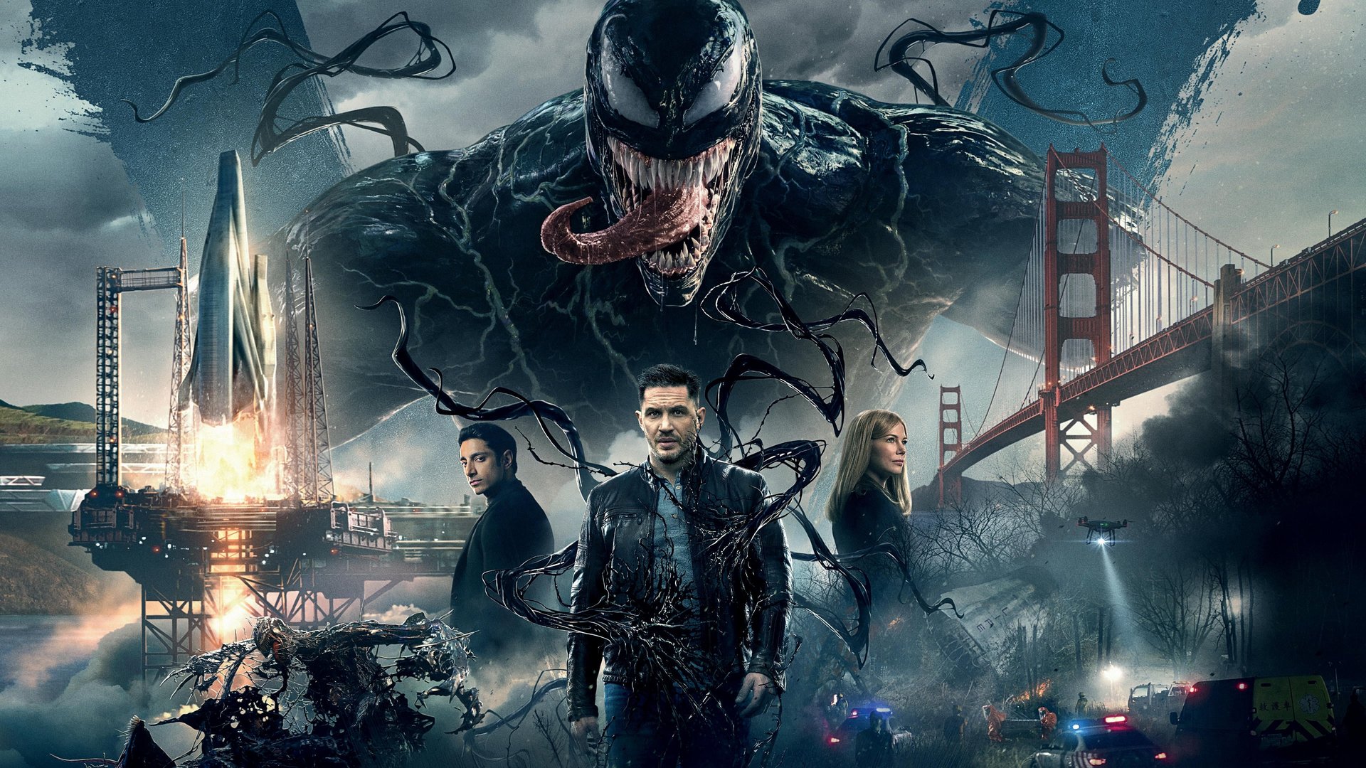 Cinematic background from Venom 2018 - Investigative journalist Eddie Brock attempts a comeback following a scandal, but accidentally becomes the host of Venom, a violent, super powerful alien symbiote. Soon, he must rely on his newfound powers to protect the world from a shadowy organization looking for a symbiote of their own.