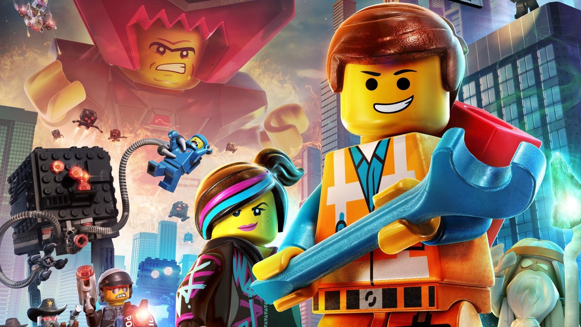 Cinematic background from The Lego Movie 2014 - An ordinary Lego mini-figure, mistakenly thought to be the extraordinary MasterBuilder, is recruited to join a quest to stop an evil Lego tyrant from conquering the universe.