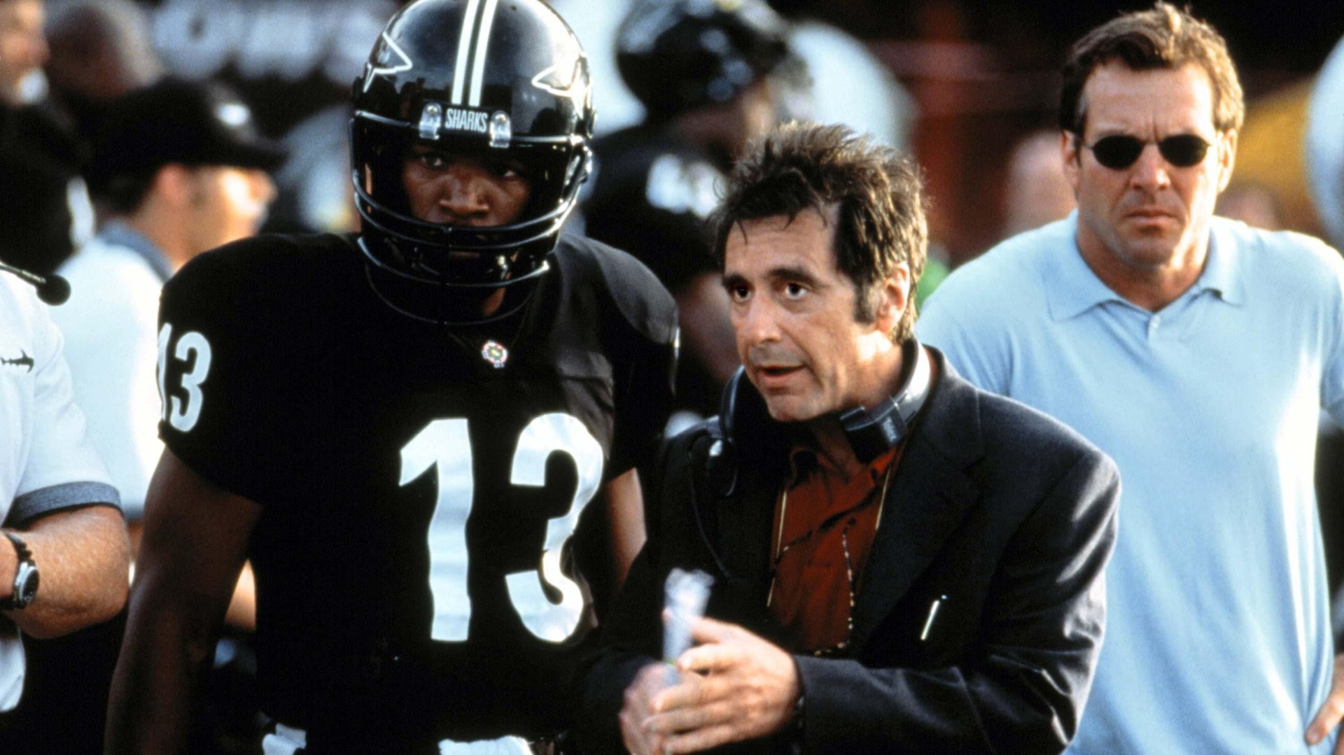 Cinematic background from Any Given Sunday 1999 - A star quarterback gets knocked out of the game and an unknown third stringer is called in to replace him. The unknown gives a stunning performance and forces the ageing coach to reevaluate his game plans and life. A new co-owner/president adds to the pressure of winning. The new owner must prove herself in a male dominated world.