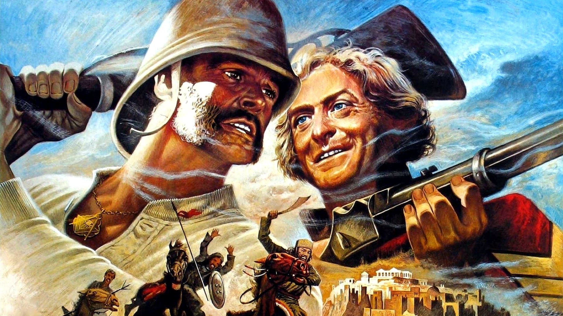 Cinematic background from The Man Who Would Be King 1975 - A robust adventure about two British adventurers who take over primitive Kafiristan as "godlike" rulers, meeting a tragic end through their desire for a native girl. Based on a short story by Rudyard Kipling.