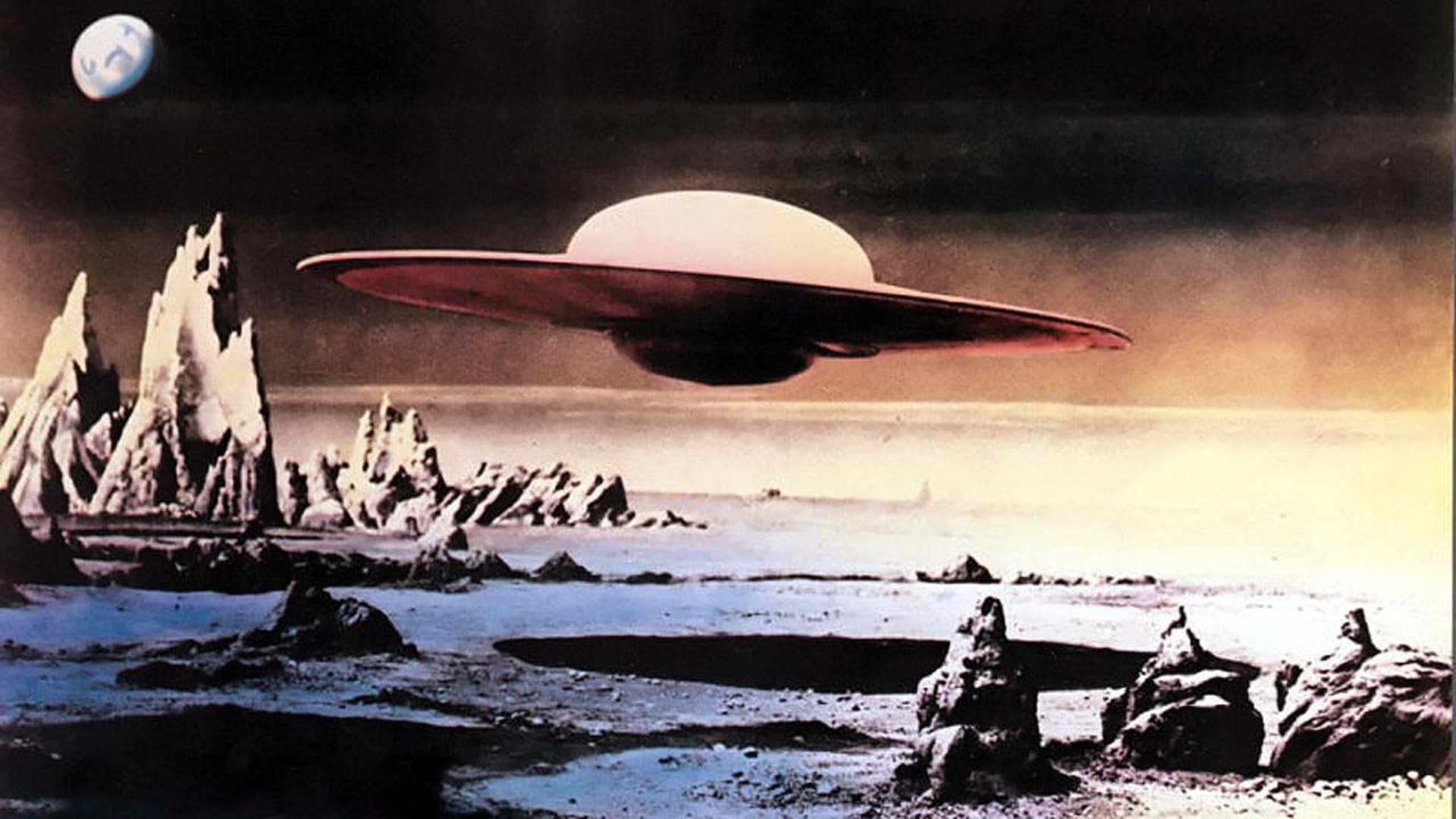Cinematic background from Forbidden Planet 1956 - Starship C57D travels to planet Altair 4 in search of the crew of spaceship "Bellerophon," a scientific expedition that has been missing for 20 years, only to find themselves unwelcome by the expedition's lone survivor and warned of destruction by an invisible force if they don't turn back immediately.