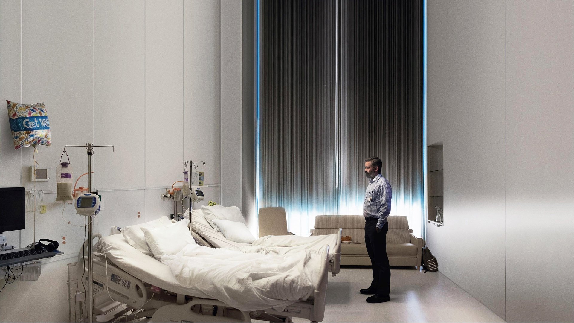 Cinematic background from The Killing of a Sacred Deer 2017 - Dr. Steven Murphy is a renowned cardiovascular surgeon who presides over a spotless household with his wife and two children. Lurking at the margins of his idyllic suburban existence is Martin, a fatherless teen who insinuates himself into the doctor's life in gradually unsettling ways.