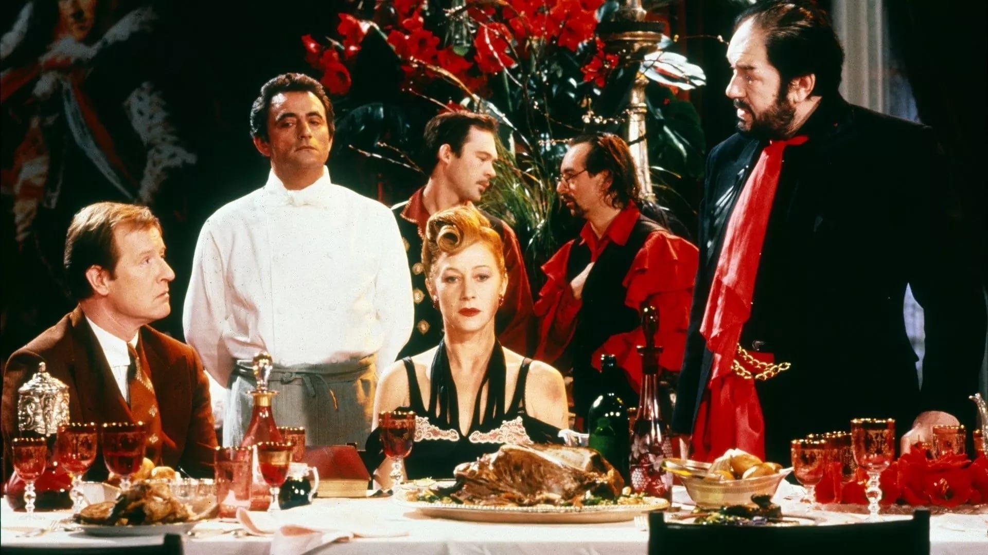 Cinematic background from The Cook, the Thief, His Wife & Her Lover 1989 - The wife of an abusive criminal finds solace in the arms of a kind regular guest in her husband's restaurant.